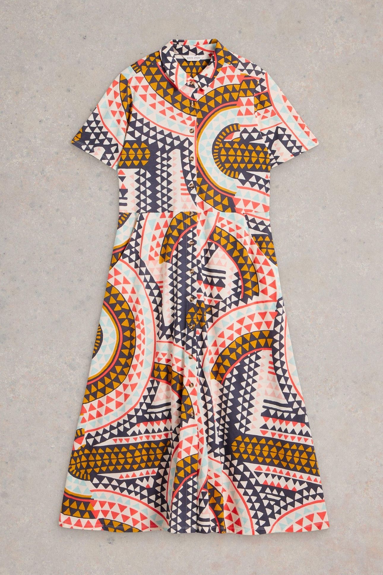RUA JERSEY SHIRT DRESS WHITE MULTI 6