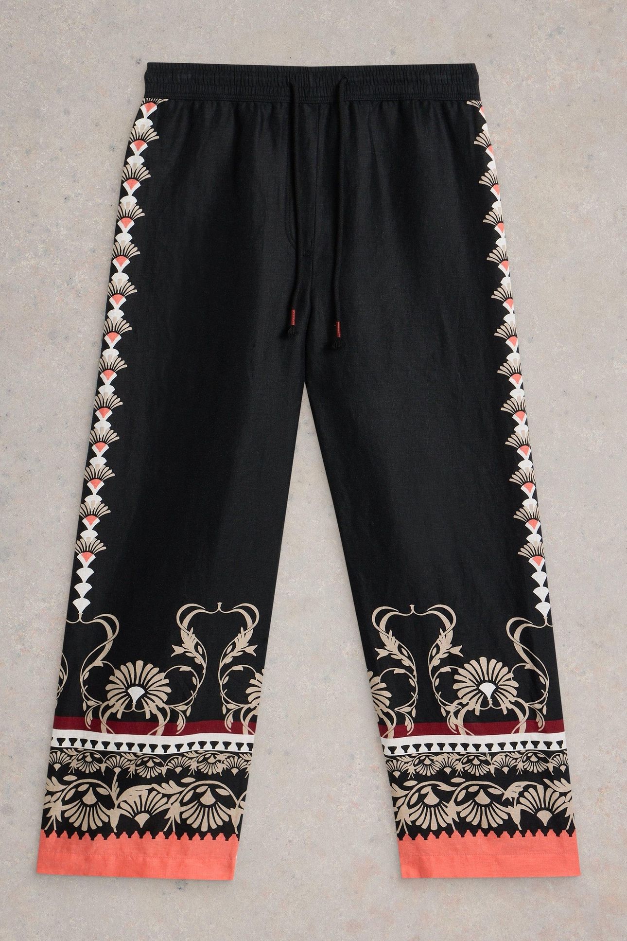 BELLE LINEN WIDE LEG TROUSER BLACK PRINT 4