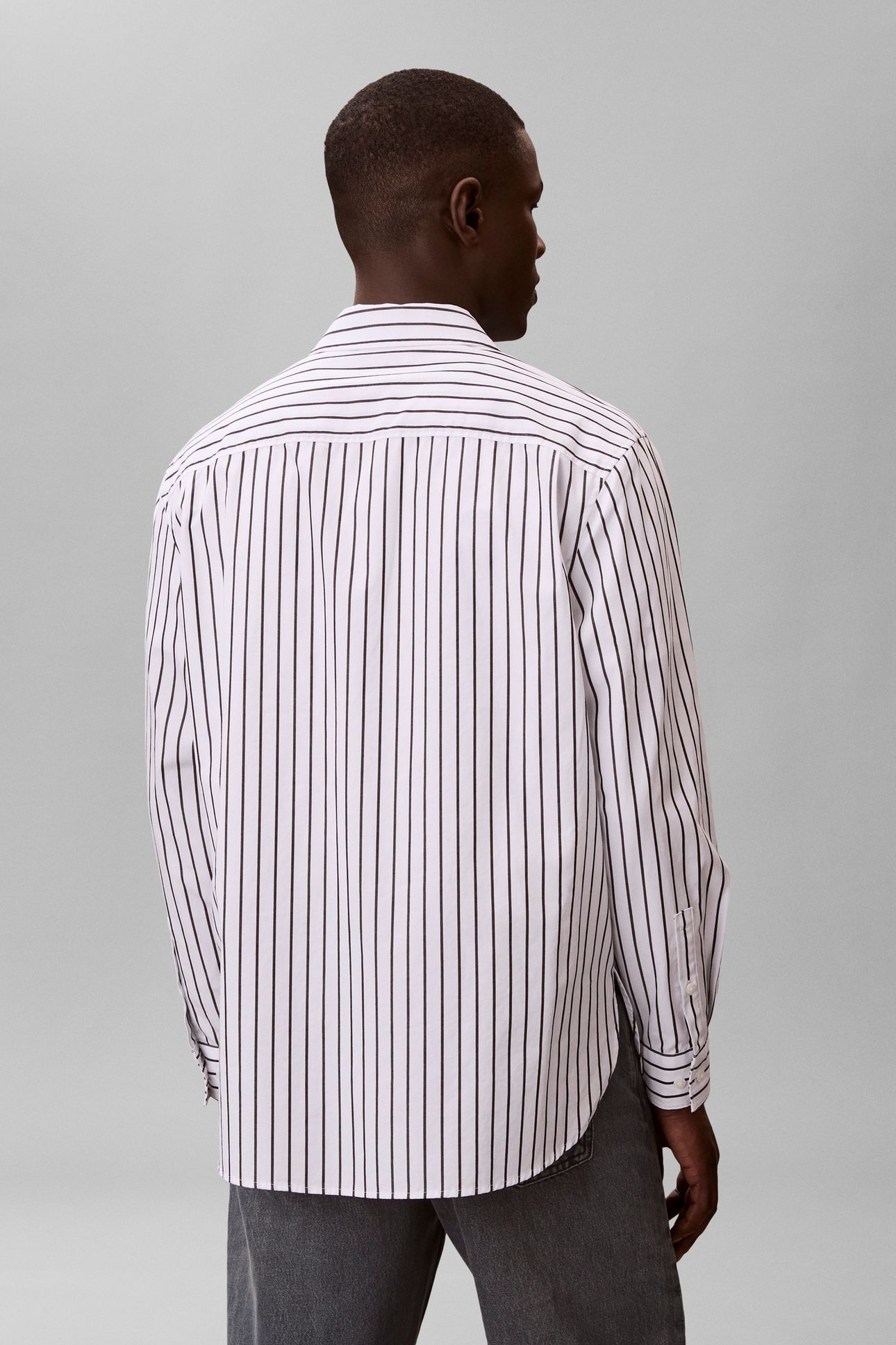 LONG SLEEVE YARN-DYED STRIPE WASHED BRILLIANT WHITE 4