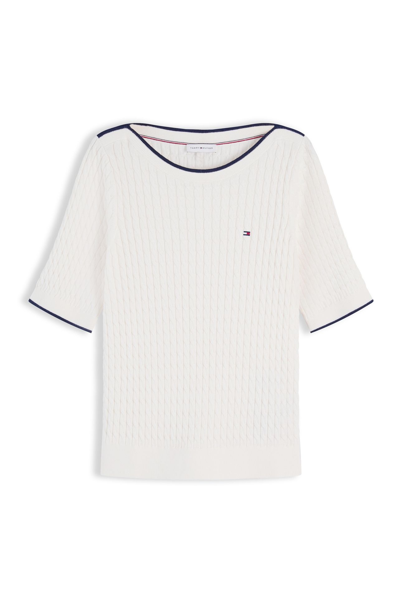 FINE CABLE BOAT NECK TOP IVORY PETAL 4