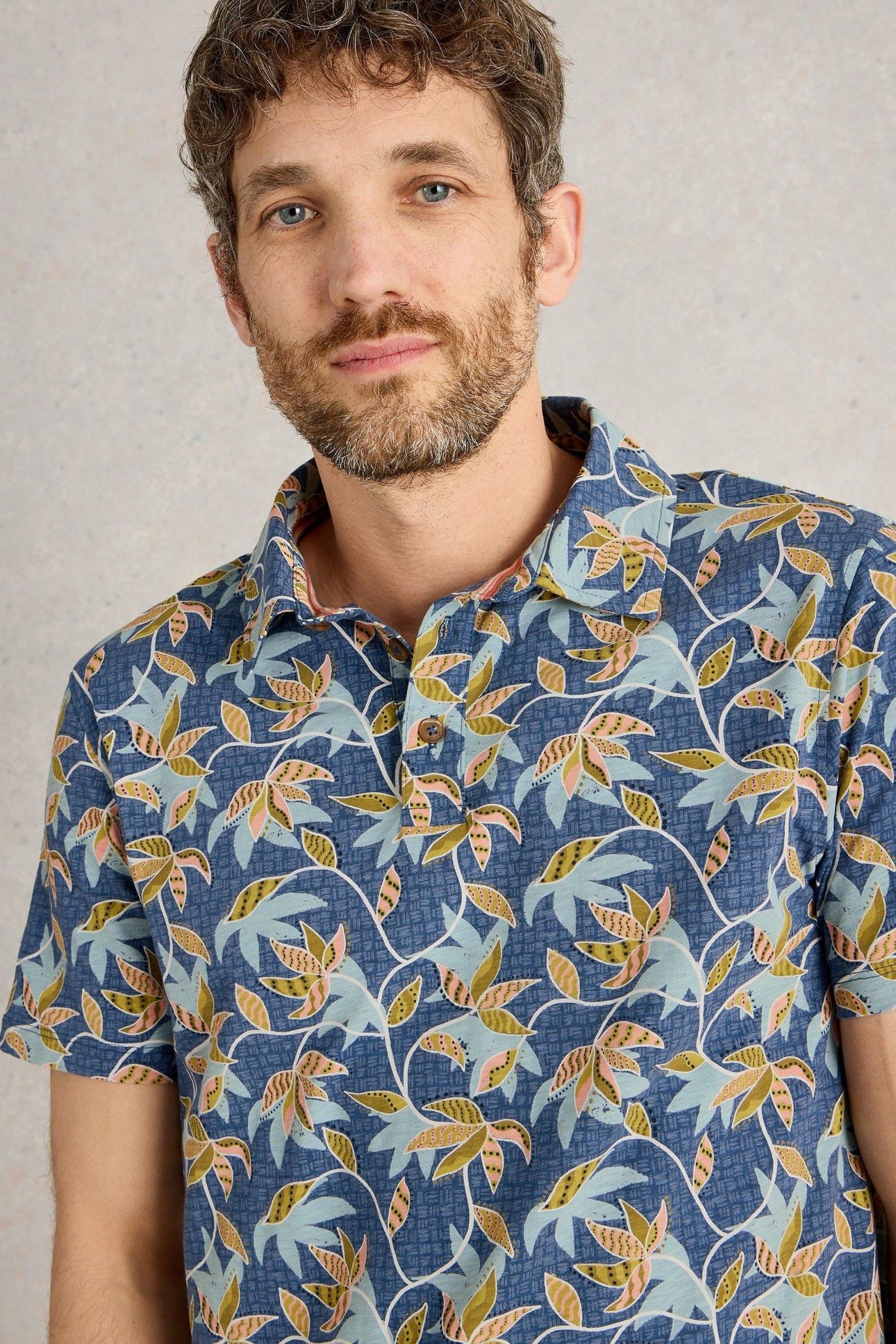 BAMBOO LEAVES PRINTED POLO BLUE PRINT 2