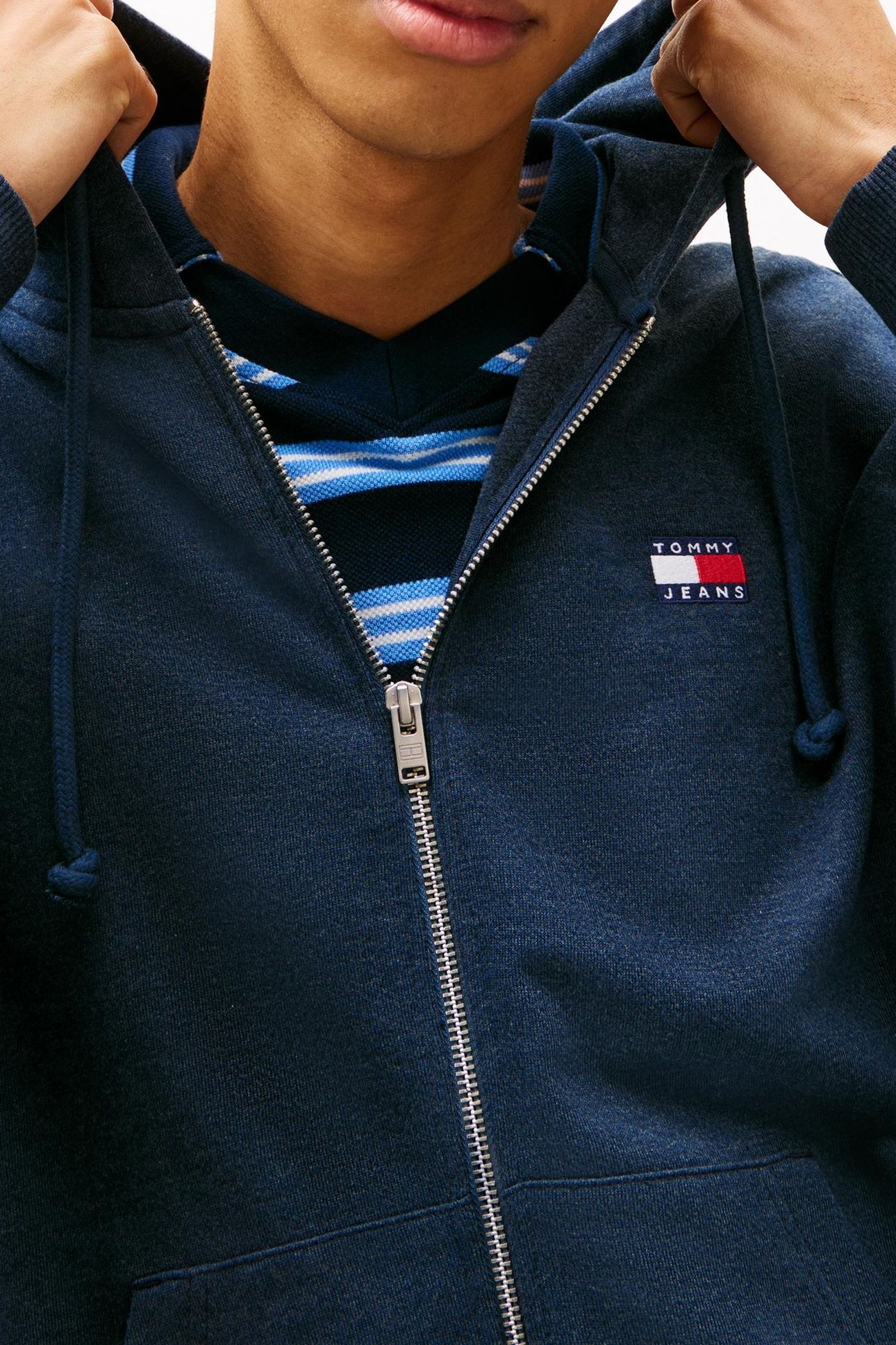 90S BADGE ZIP-THRU HOODIE DARK NIGHT NAVY 5