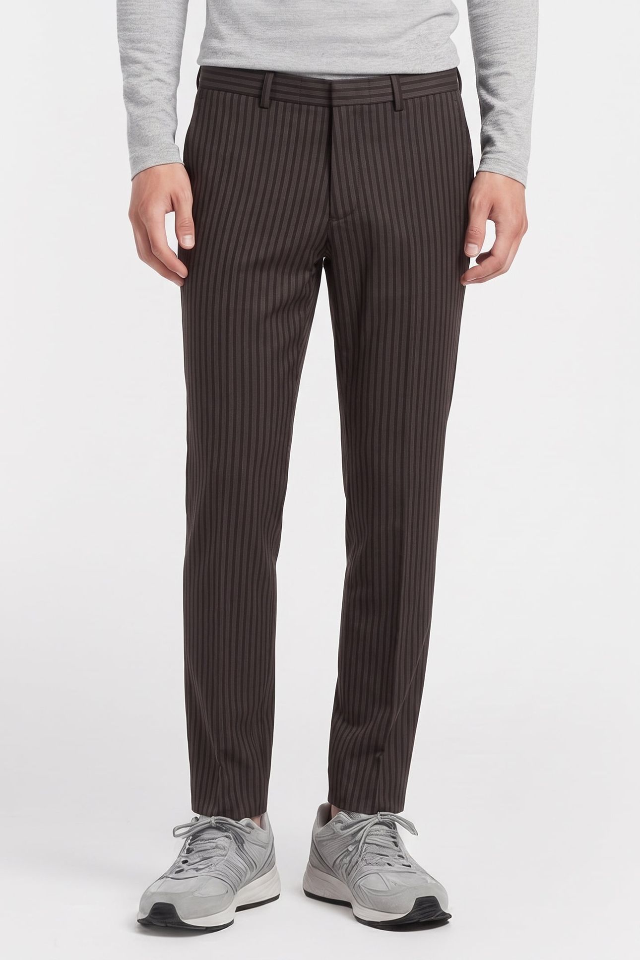 SUIT TROUSERS WITH PIPPING BLACK GREY 1