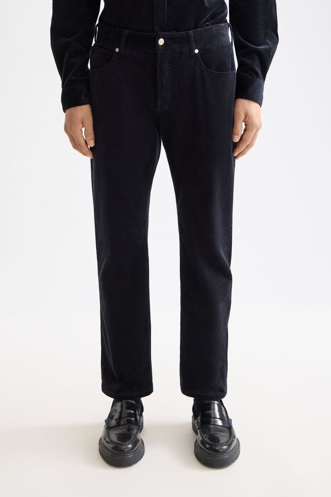 THE ZEE STRAIGHT JEANS IN COLOURED CORDUROY ANTRACITE 1