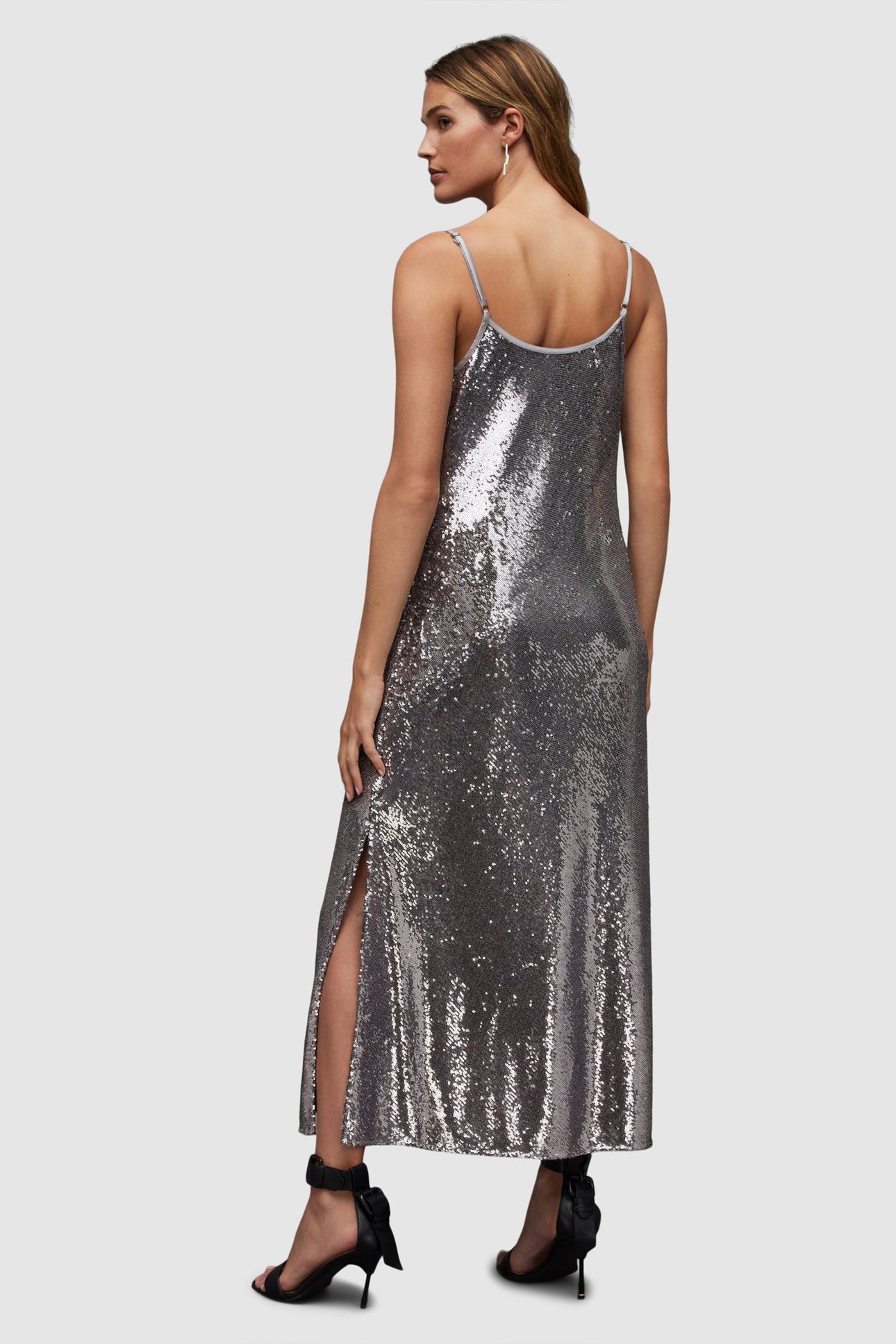 HADLEY SEQUIN DRESS GUNMETAL GREY 4