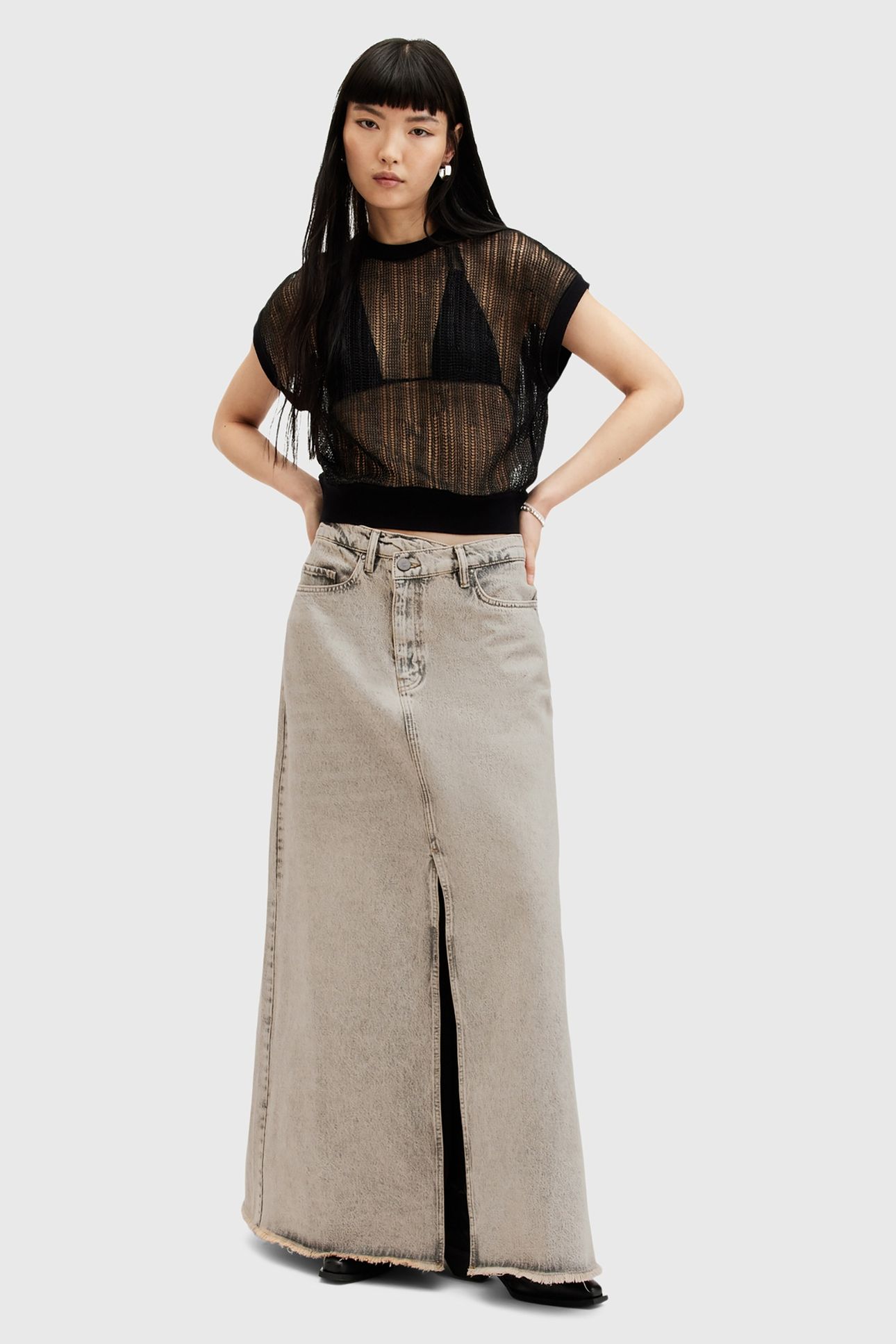 NOIR MAXI SKIRT SAND GREY 1