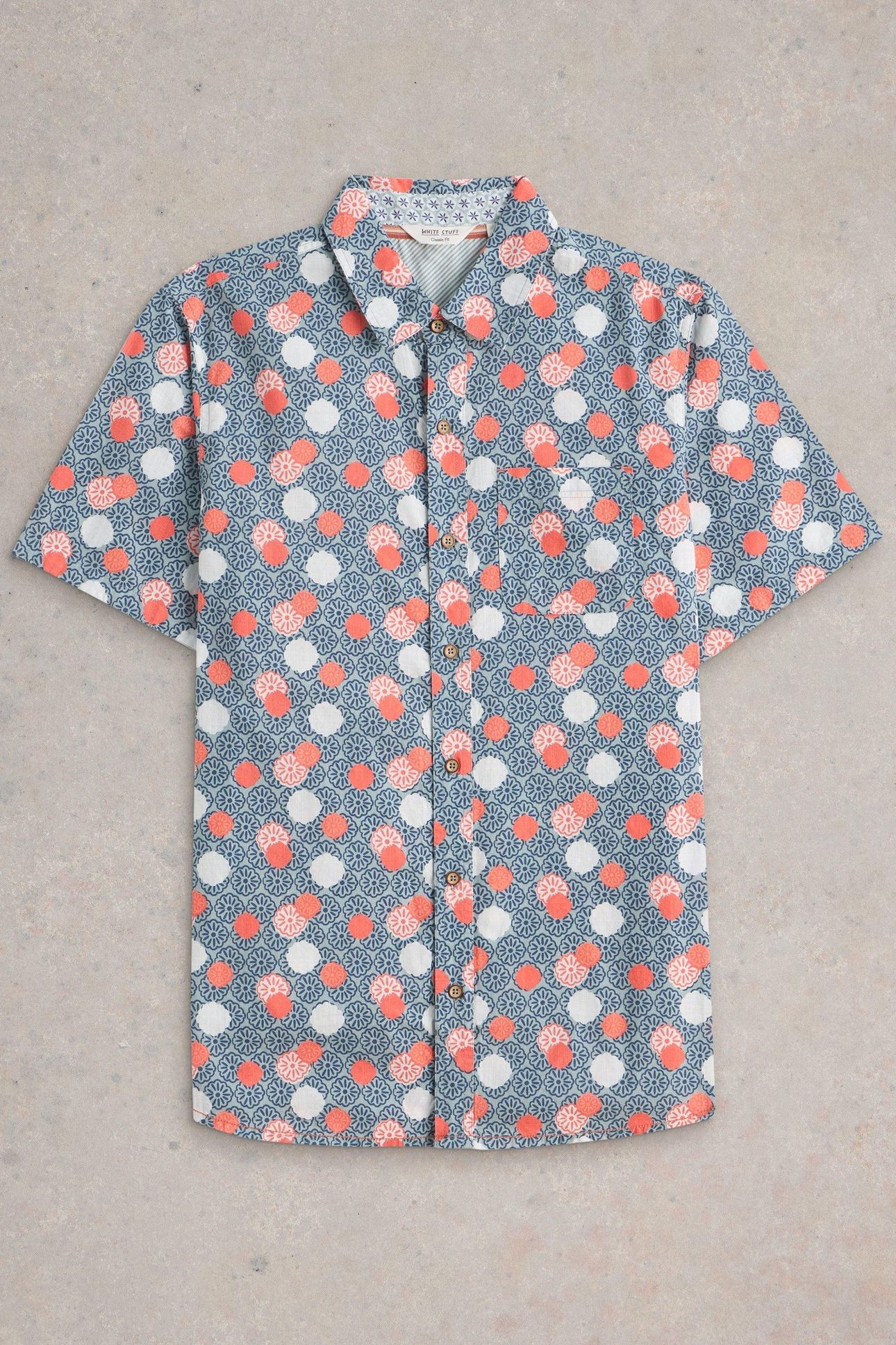 FLORAL STAMP SS PRINTED SHIRT BLUE PRINT 3