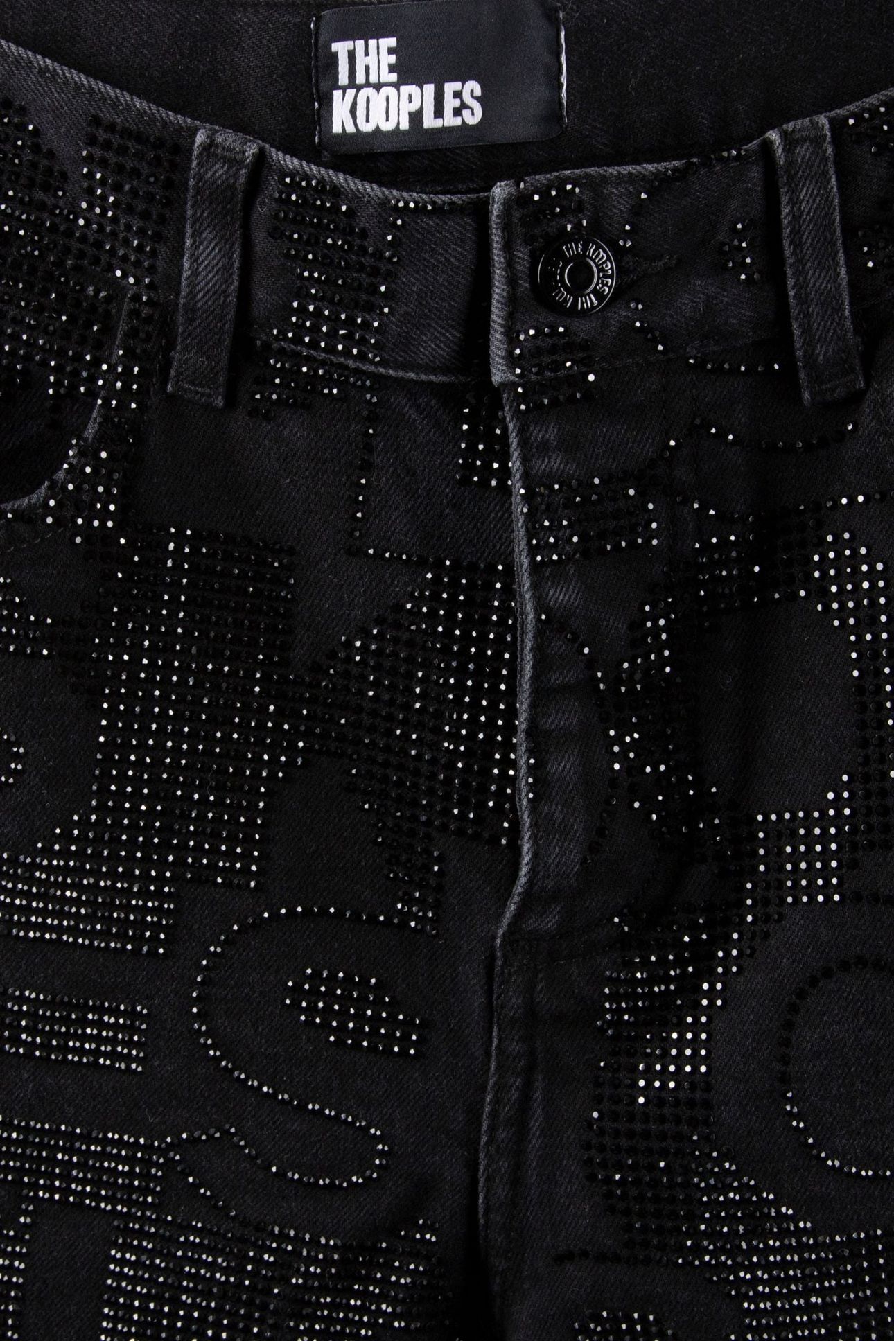 BLACK SLIM JEANS WITH RHINESTONE LOGO BLACK WASHED 4
