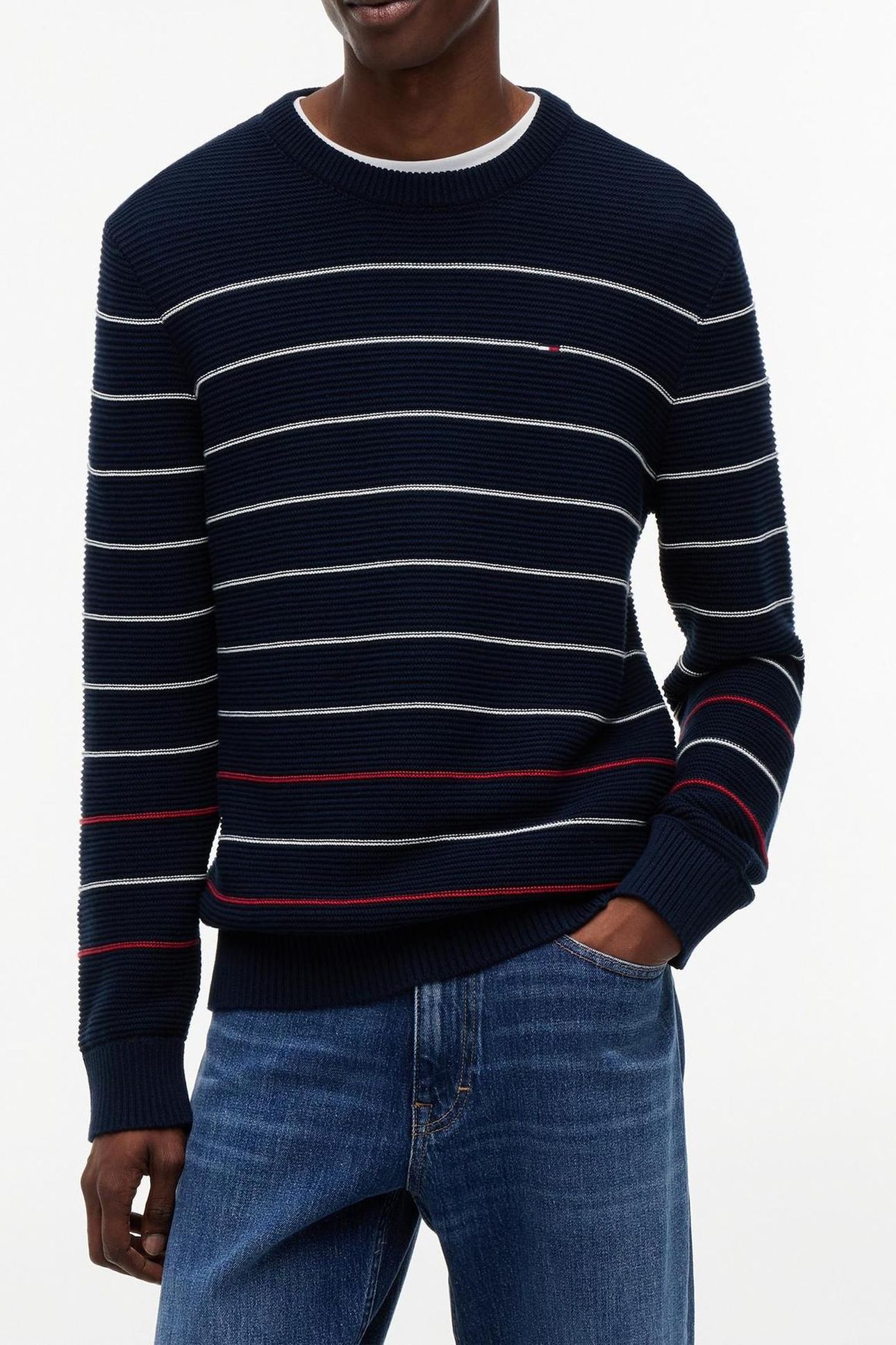 SLIM STRIPE SWEATER DARK NIGHT NAVY STRIPE 1