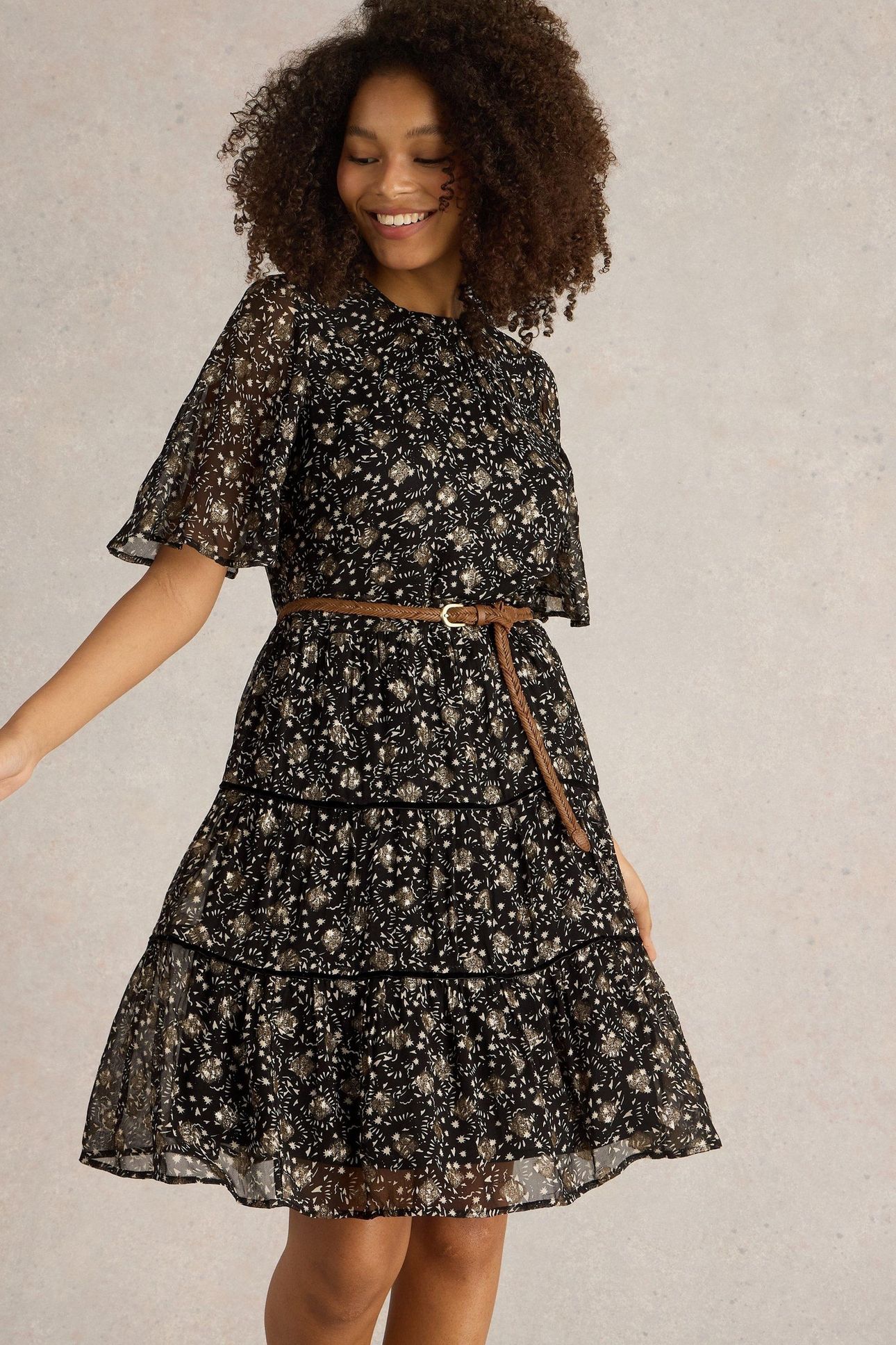 ERIN METALLIC DRESS BLACK MULTI 2