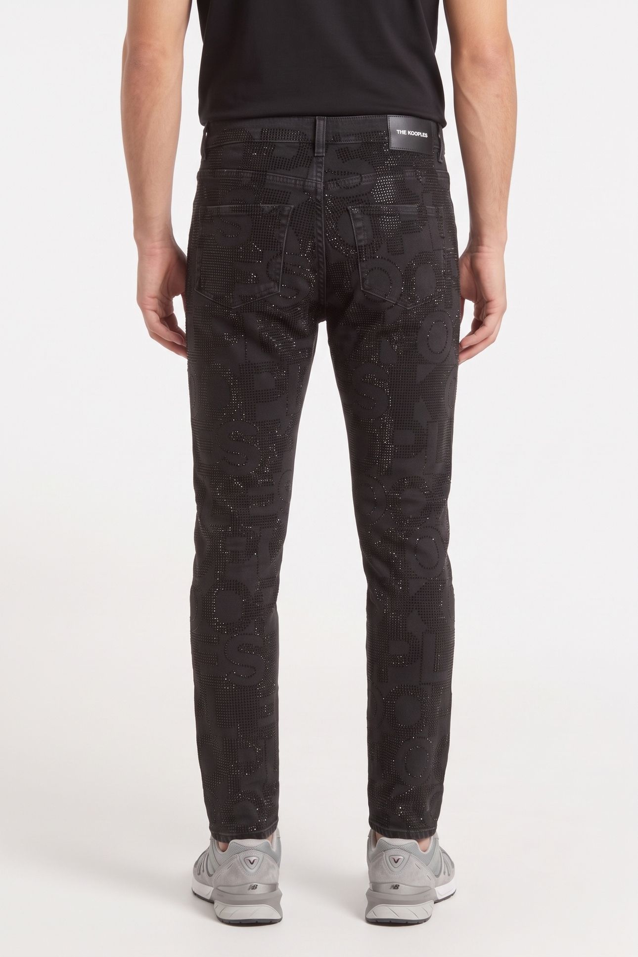 BLACK SLIM JEANS WITH RHINESTONE LOGO BLACK WASHED 2