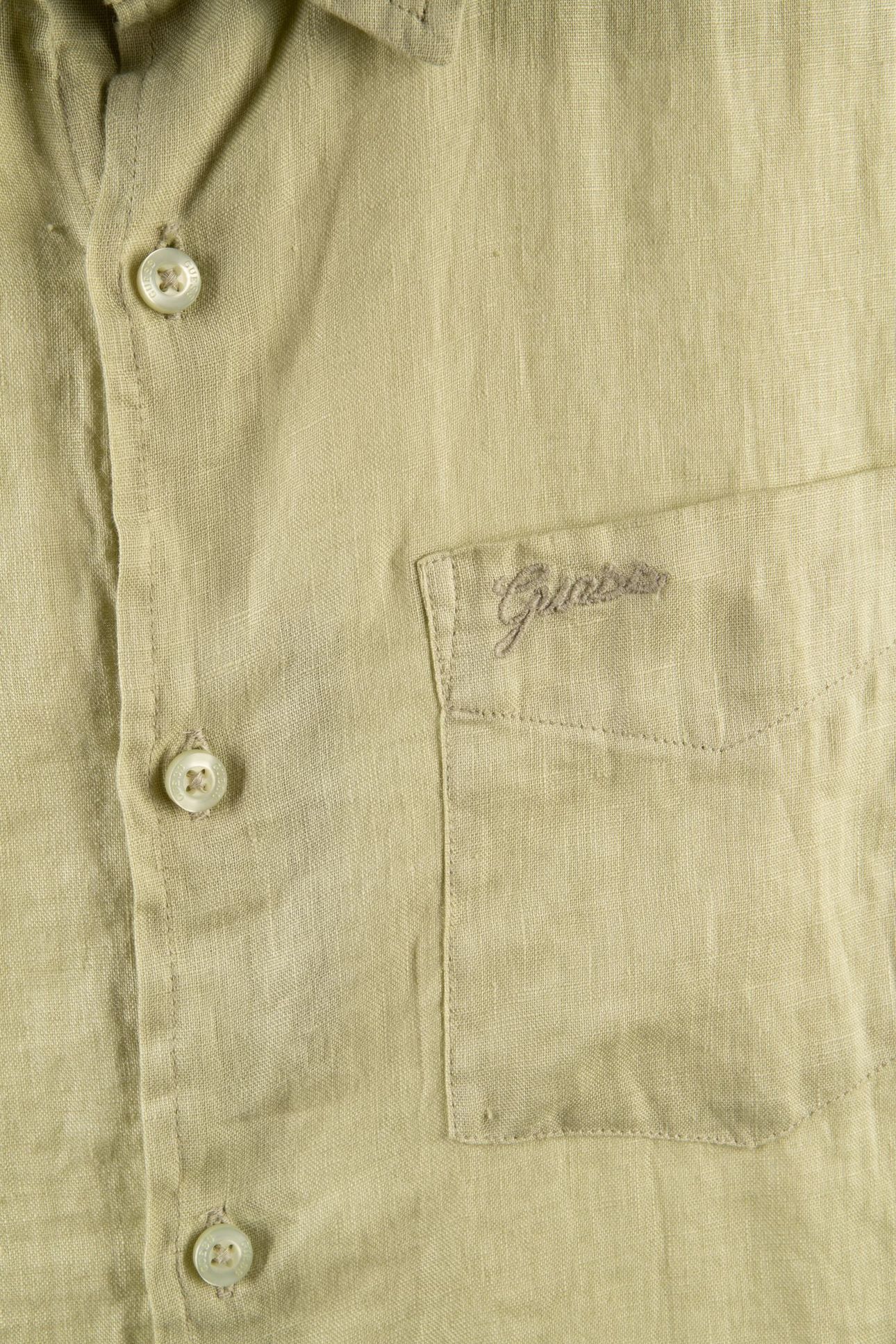 GUESS ECO LS NAPA LINEN SHIRT VETIVER LEAF MULTI 4