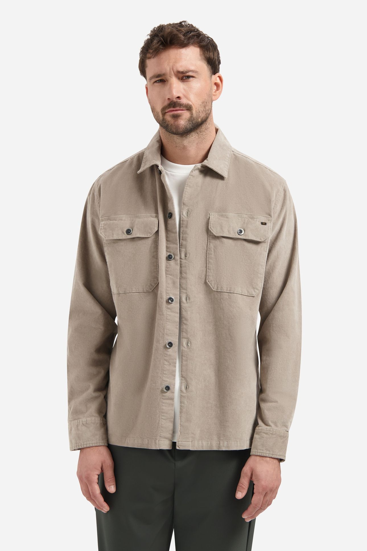 OVERSHIRT BUTTONS TWILL STRETCH CLAY 1