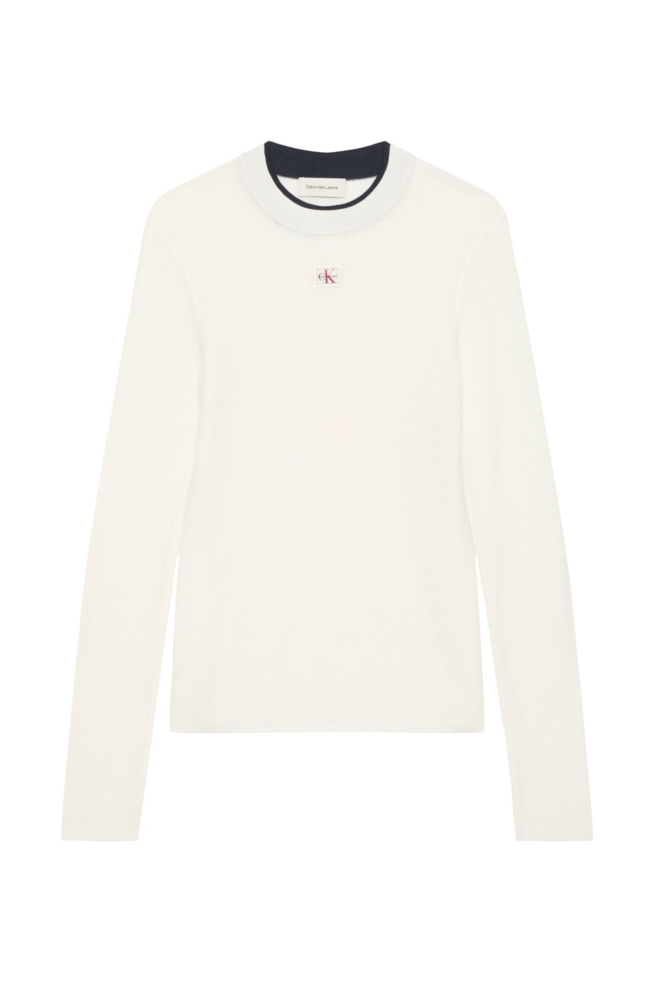 WOVEN LABEL LONG SLEEVE CREW TOFU 4