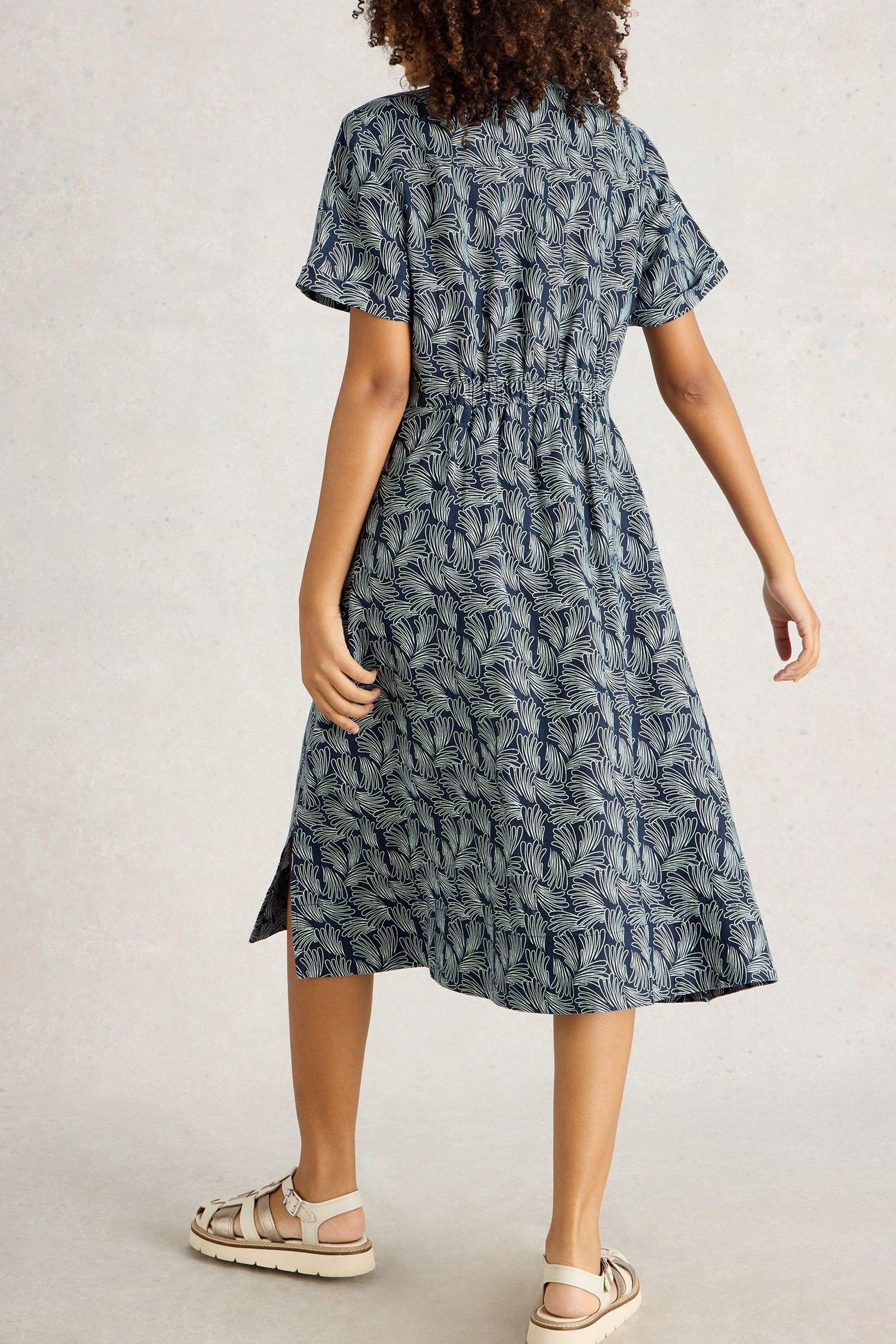 IRIS LINEN DRESS NAVY PRINT 3
