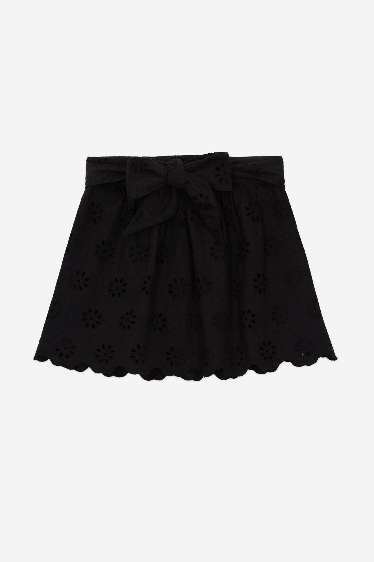 SHORT ELASTICATED SKIRT WITH ENGLISH EMBROIDERY BLACK 4