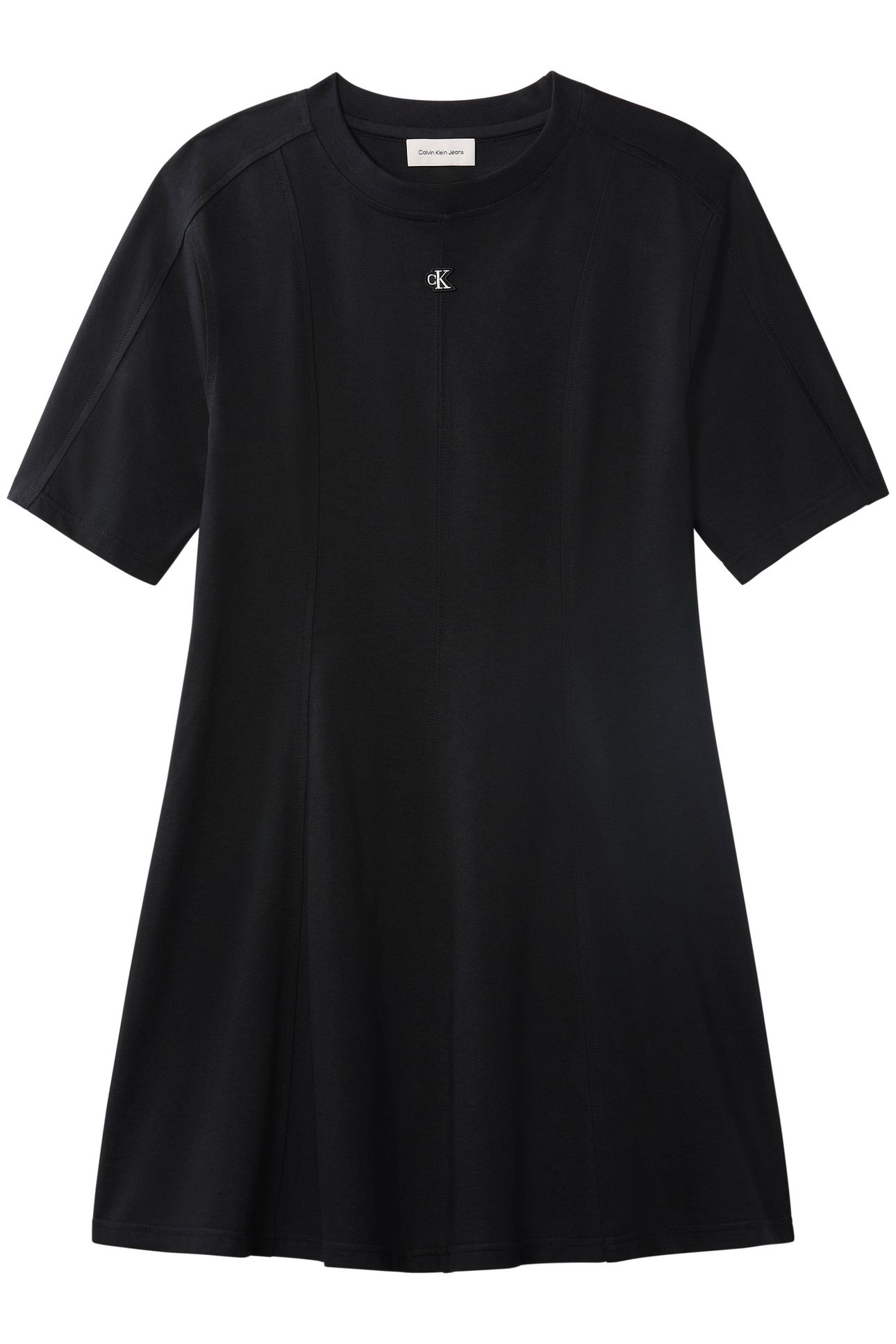 SHORT SLEEVE HEAVY JERSEY SEAM DETAIL DRESS BLACK 4