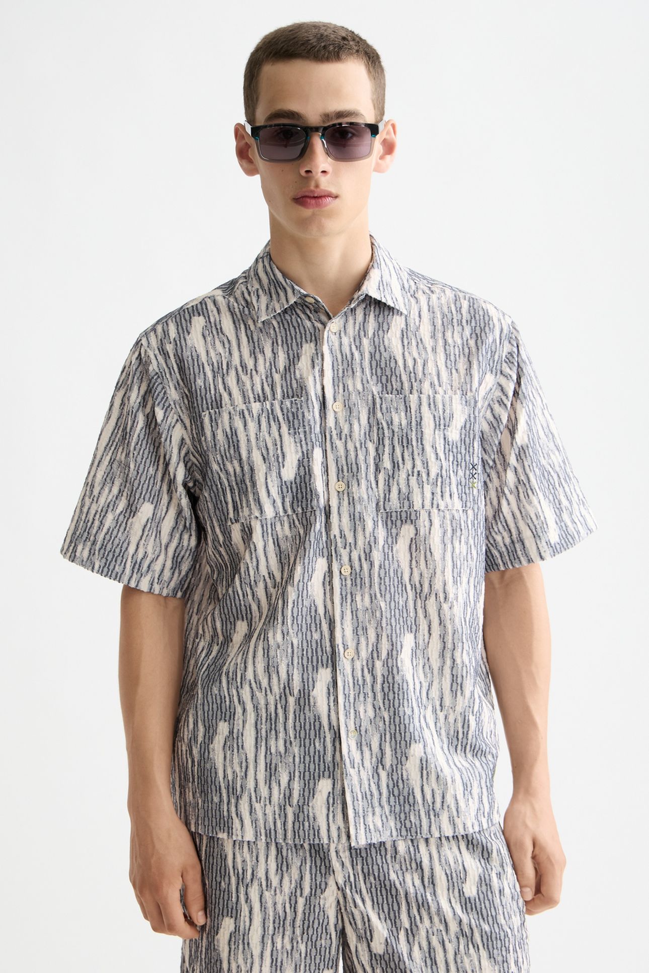 JACQUARD SHORT-SLEEVED SHIRT SKY CAPTAIN JACQUARD 1
