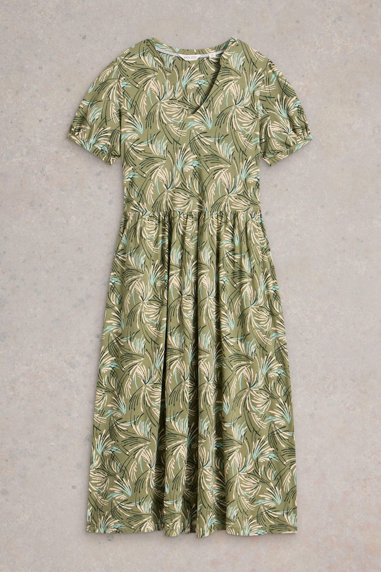 LEAH JERSEY DRESS GREEN PRINT 4