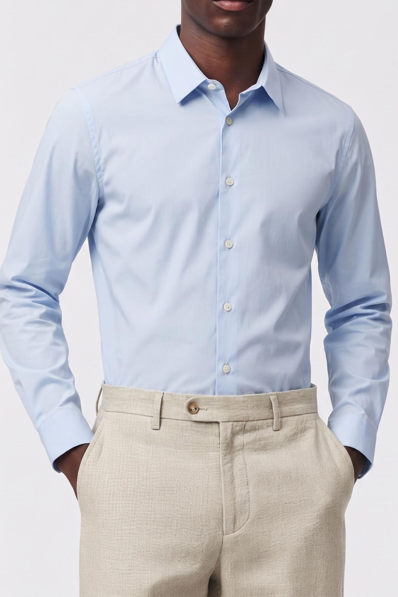 LONG-SLEEVED SHIRT WITH CLASSIC COLLAR BLUE 1