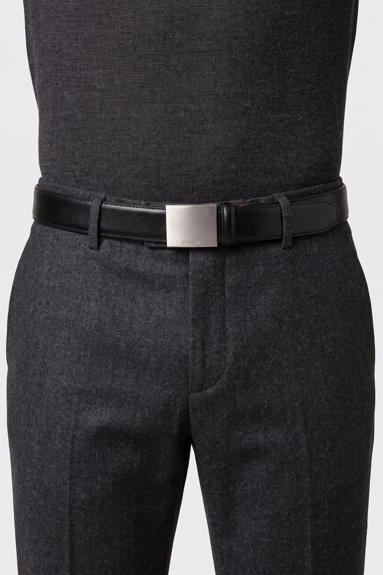 LOGO PLAQUE SMOOTH BELT BLACK/BRUSHED NICKEL 3
