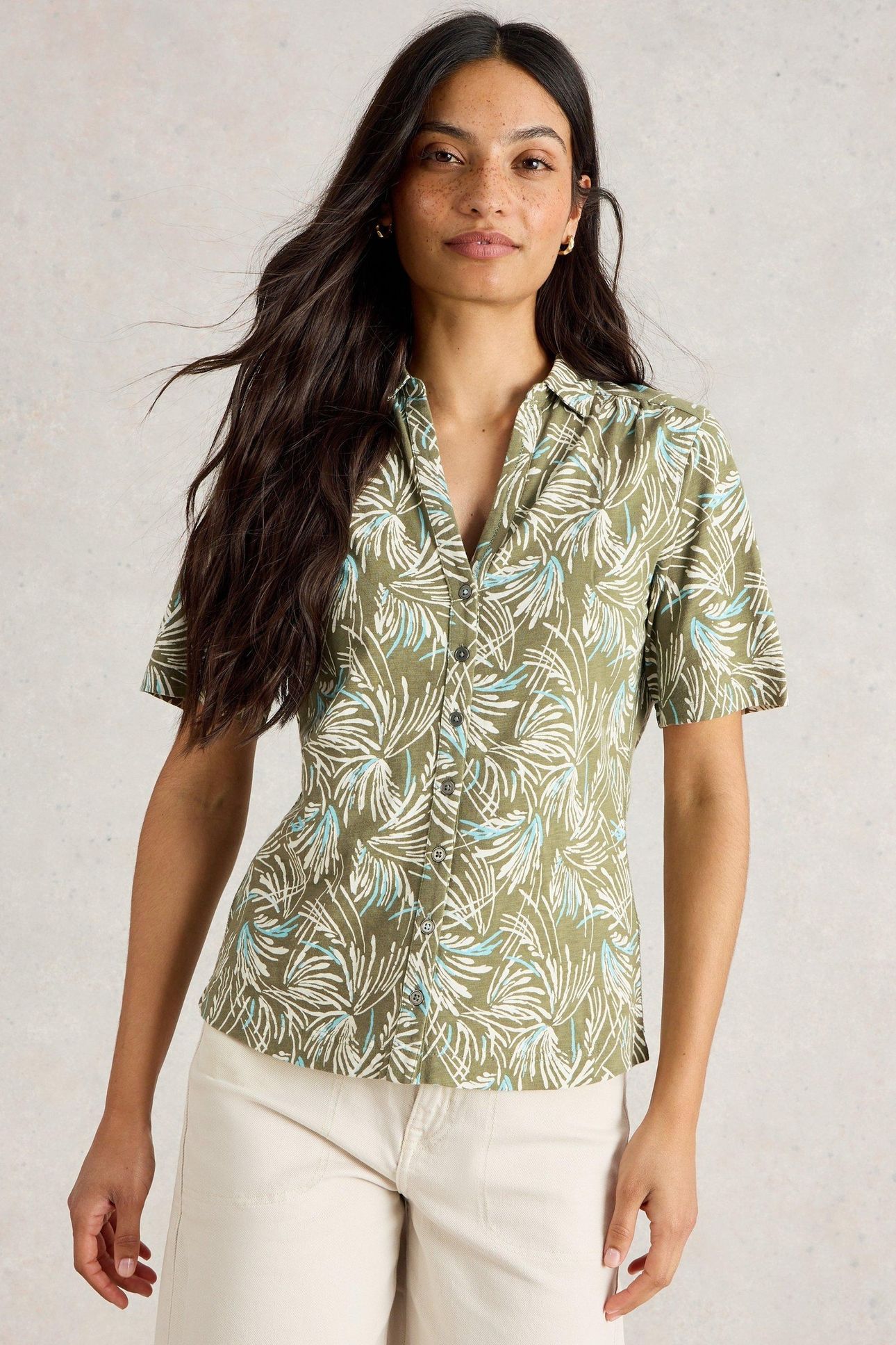 ANNIE SS JERSEY SHIRT GREEN PRINT 2