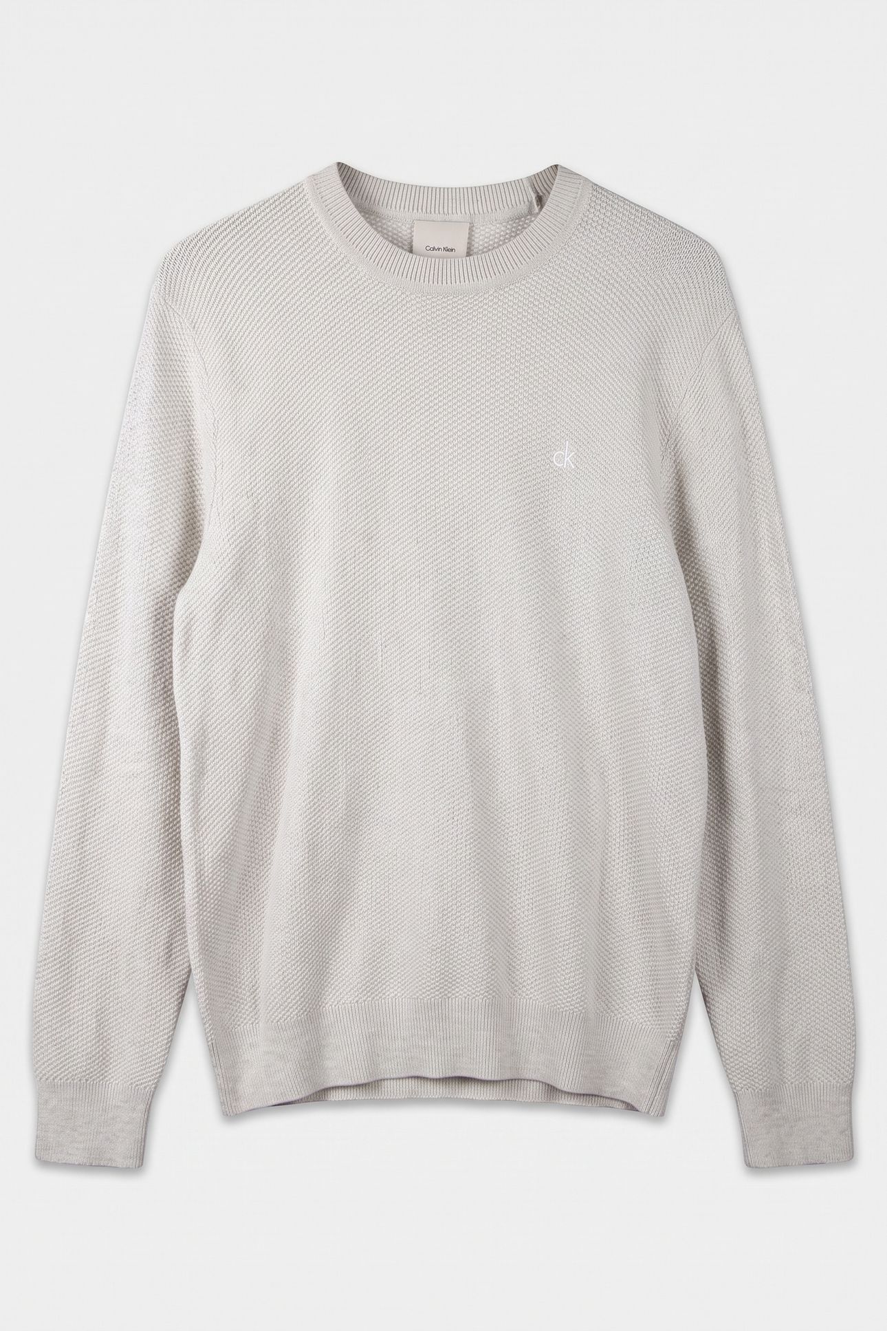 LS TEXTURED COTTON SWEATER SNOW HEATHER 3