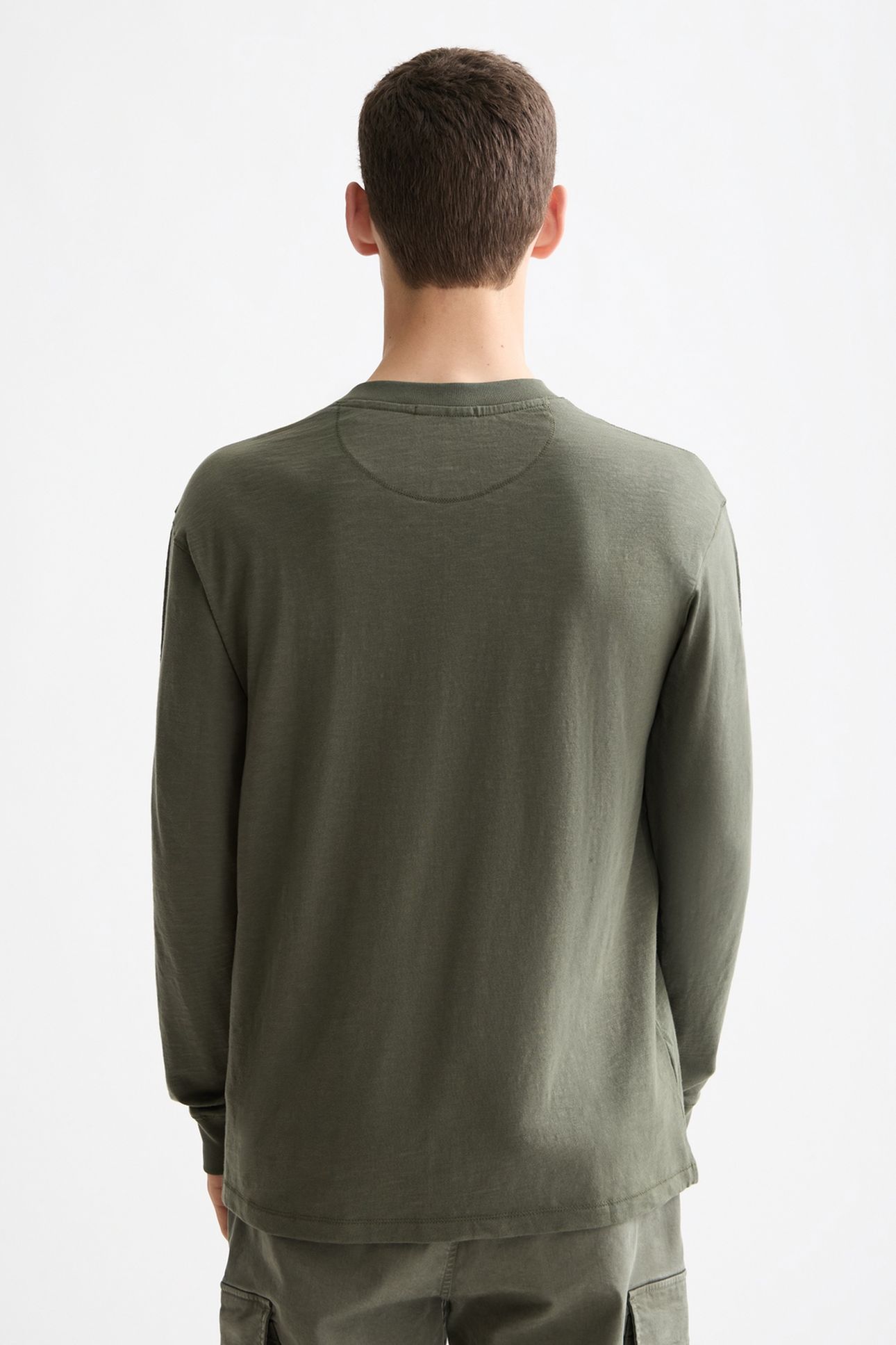 SLUB HENLEY T-SHIRT LS THYME 3