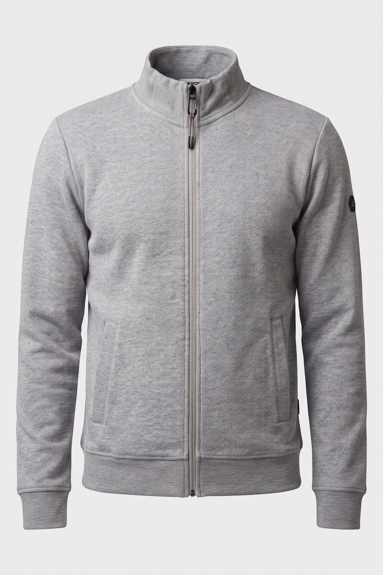 SWEATER FULL ZIP STAND UP-COLLAR RELIEF GREY MELANGE 3