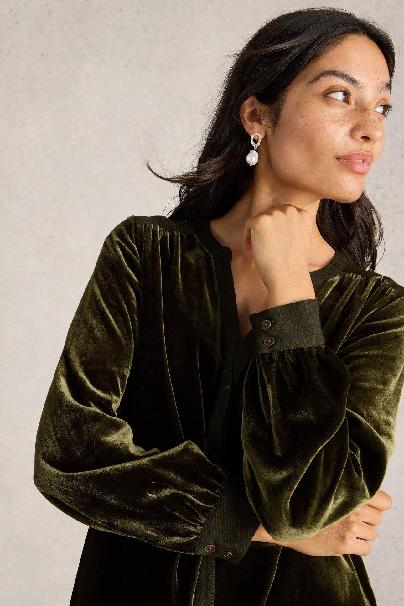OLIVE VELVET TUNIC KHAKI GREEN 7