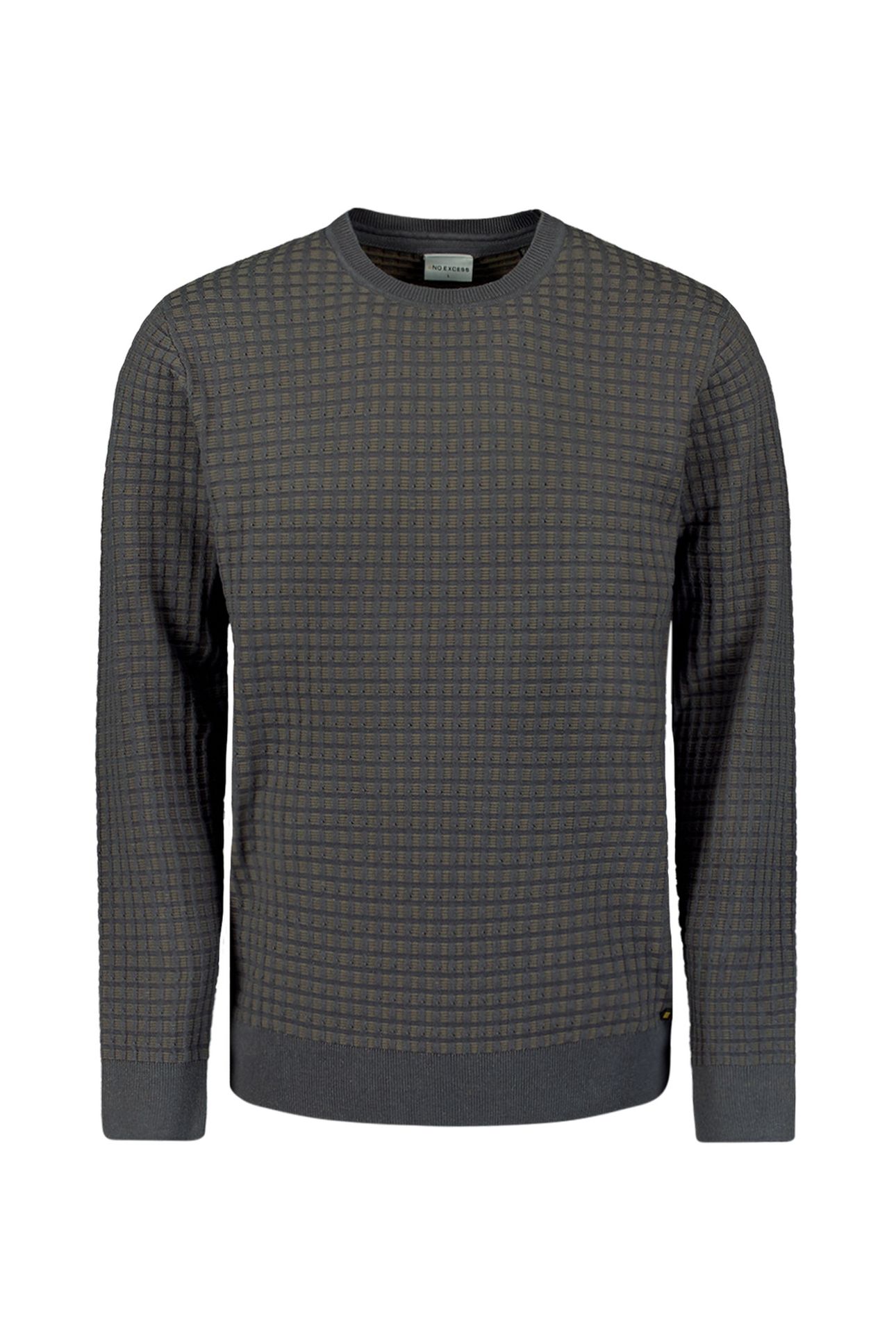 PULLOVER CREWNECK SQUARE KNIT DARK GREY 1