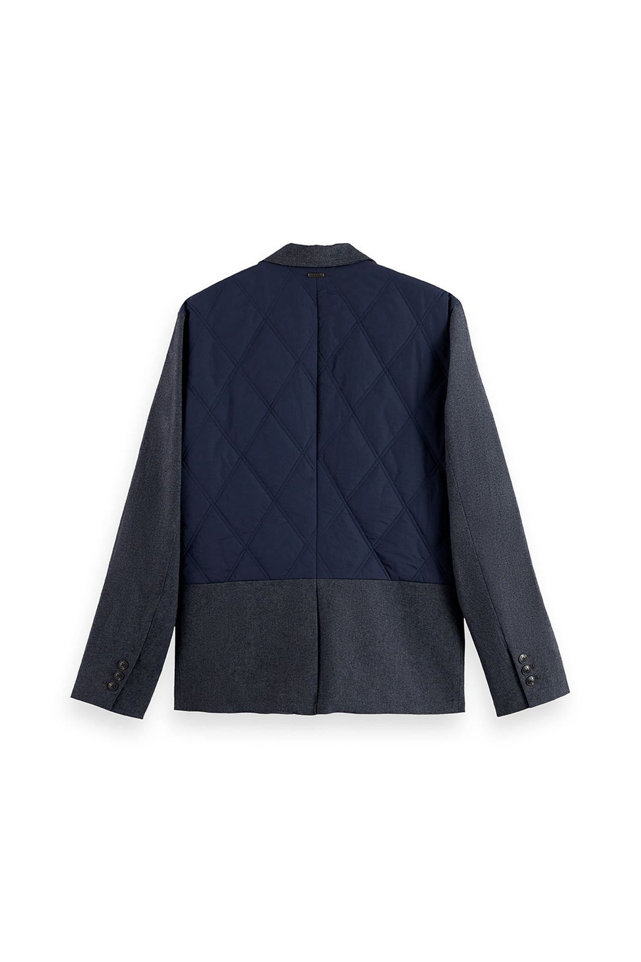 COLOURBLOCK LIGHTLY PADDED MIXED FABRICS BLAZER JACKET GREY  4