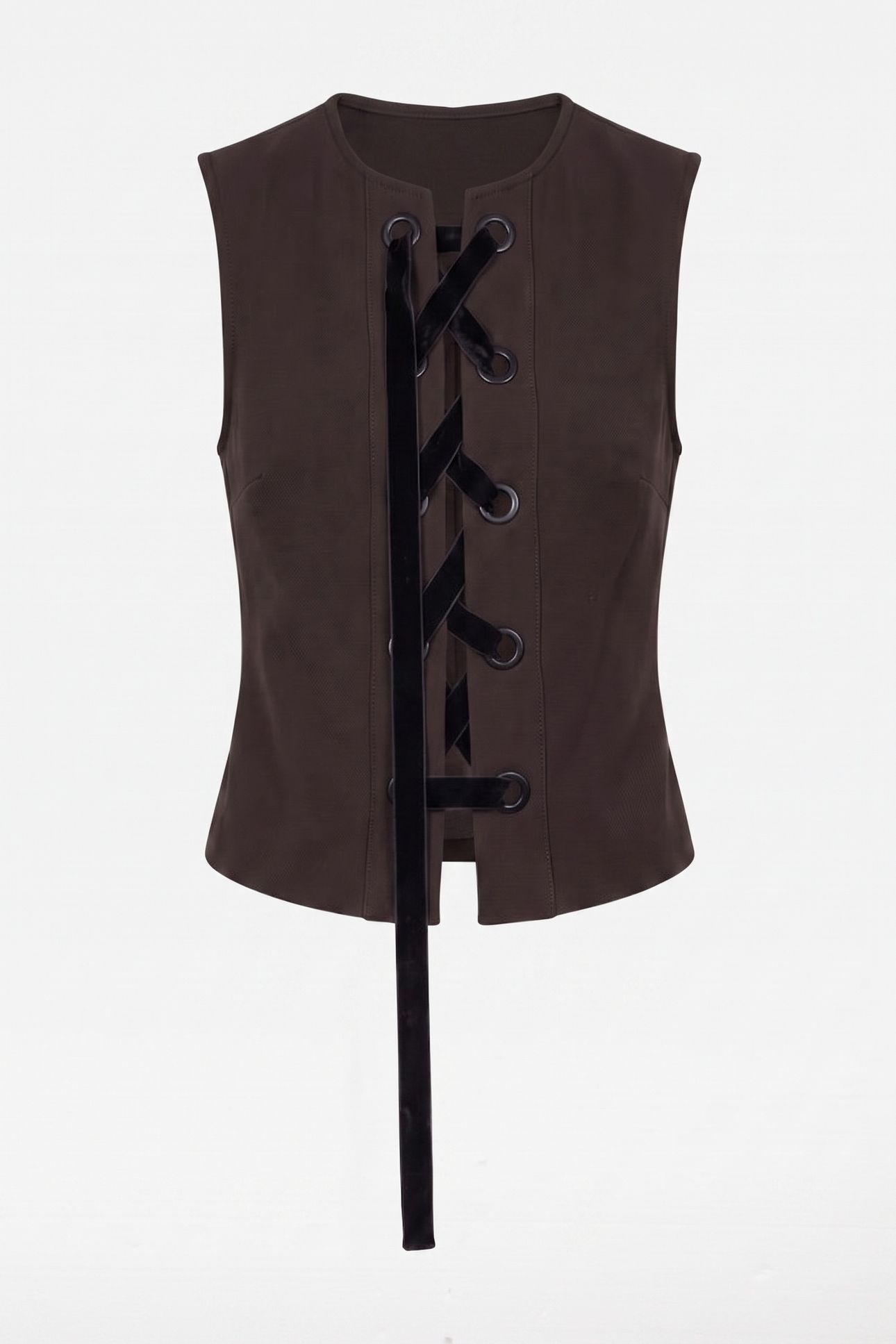 SLEEVELESS TOP WITH VELVET LACE-UP BLACK 3