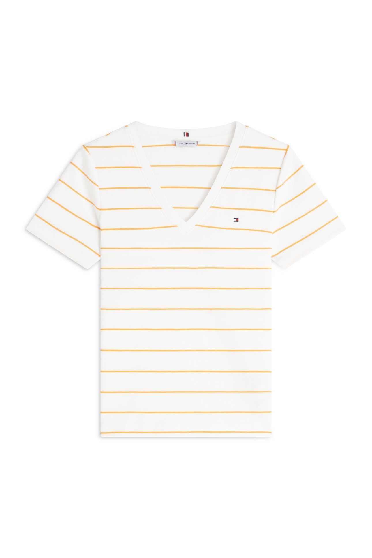 SLIM CODY V-NECK SS FINE ECRU/ORANGE FLASH 4