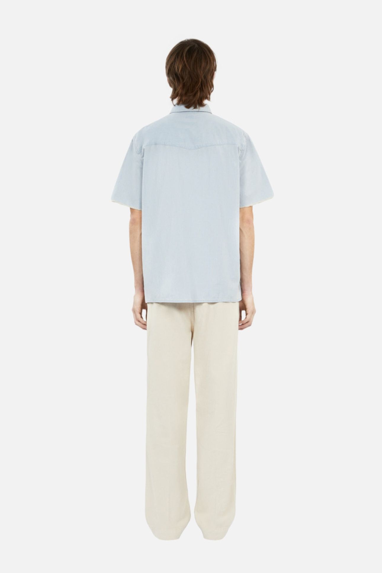 SHORT-SLEEVED DENIM SHIRT W WESTERN SNAP CLOSURE LIGHT BLUE 5