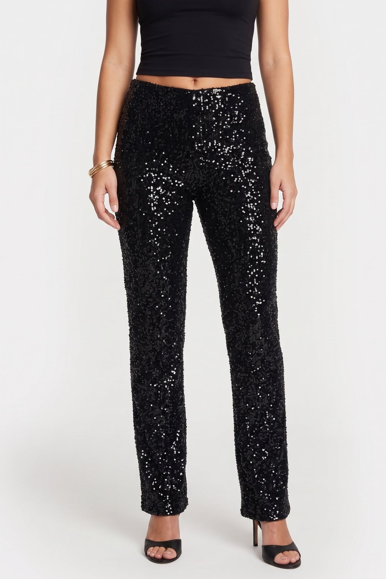 EEVIA SEQUINS TROUSERS BLACK 1