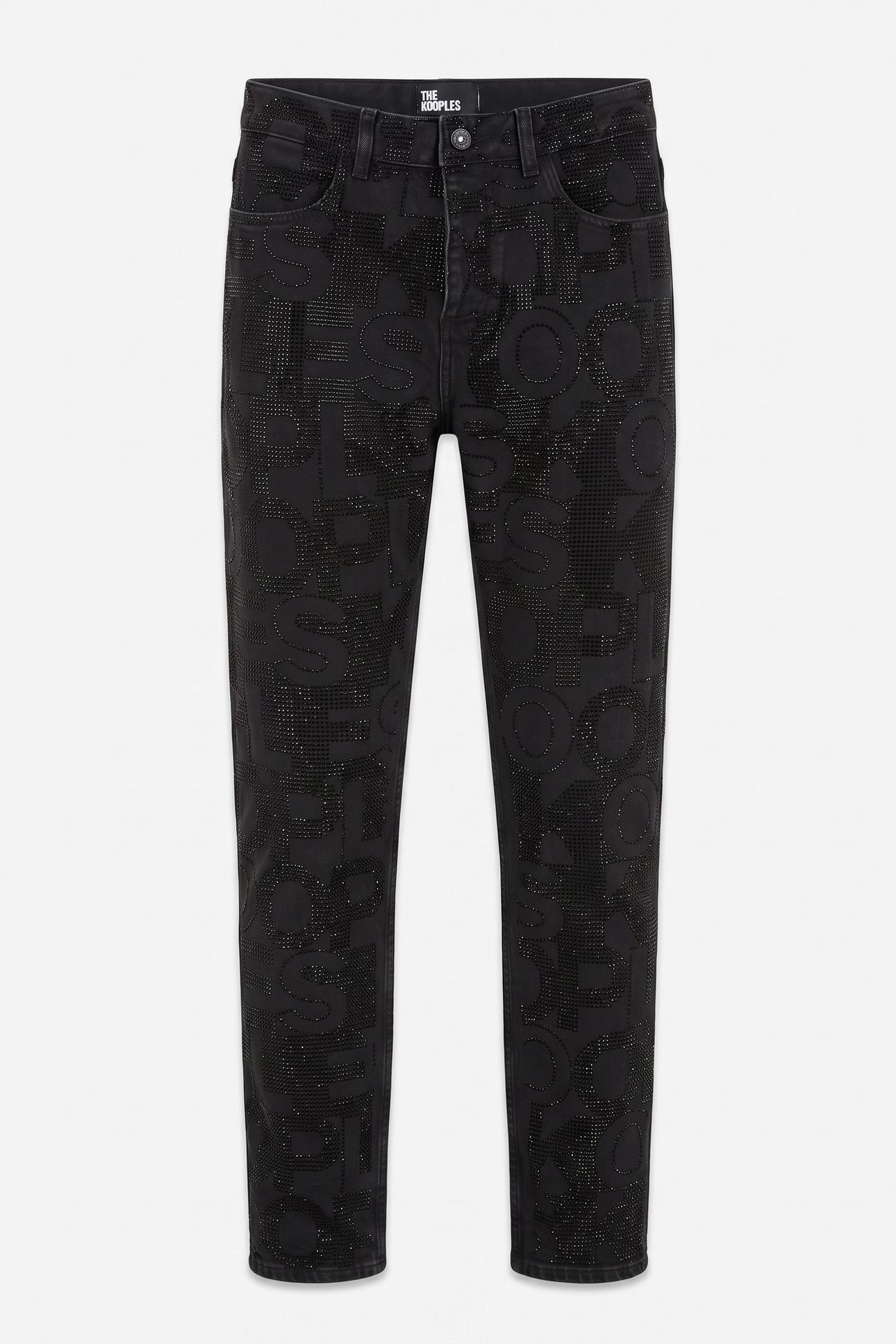 BLACK SLIM JEANS WITH RHINESTONE LOGO BLACK WASHED 3