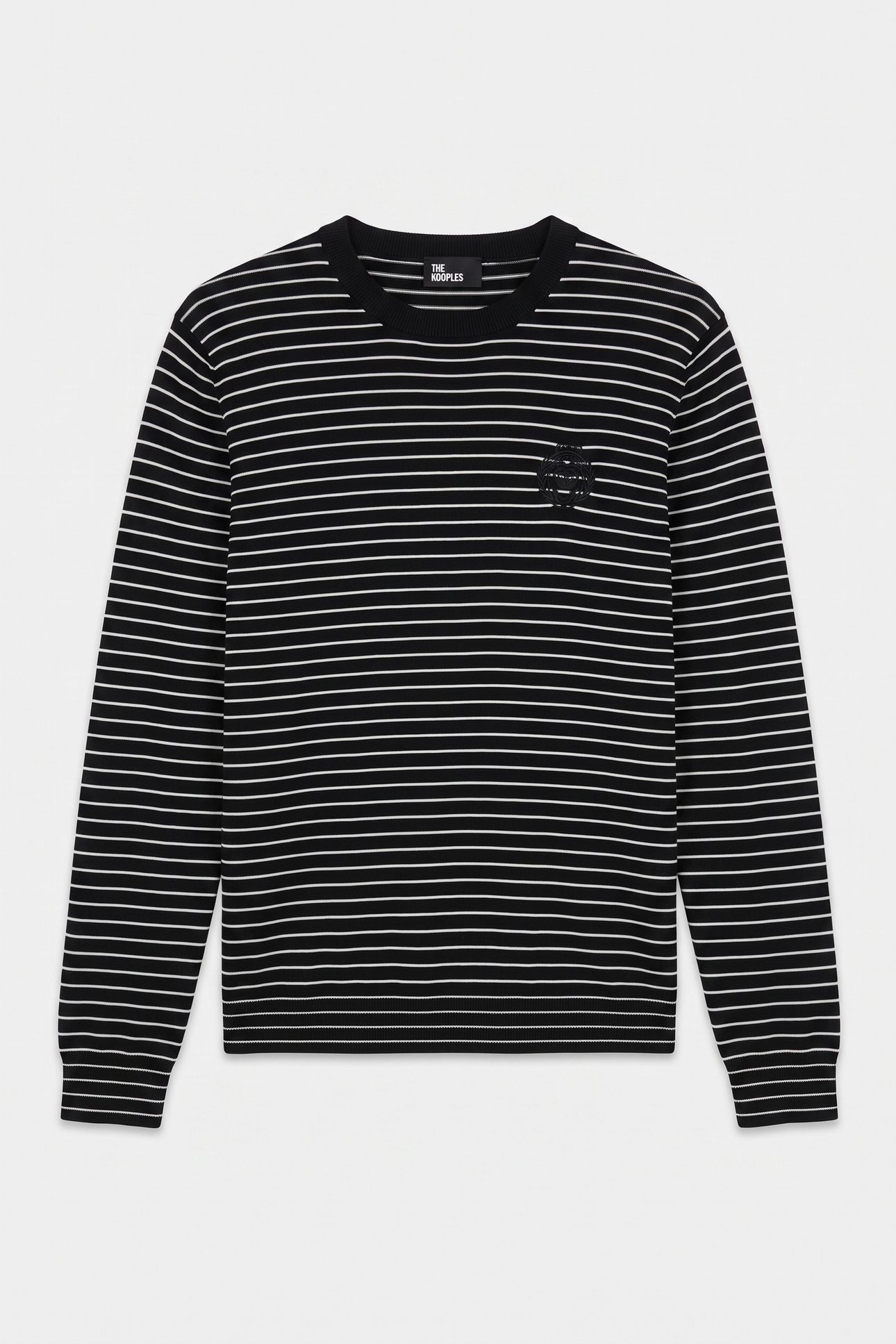 PULL COL ROND A RAYURES DETAIL BRODERIE BLACK / WHITE 3