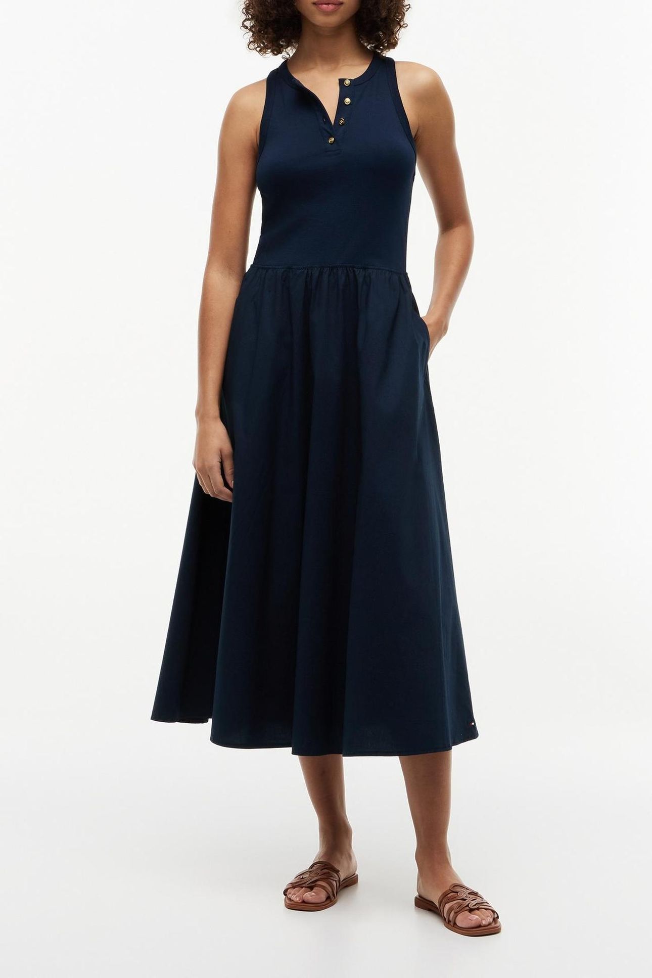 GOLD BTN POPLIN MIX DARK NIGHT NAVY 1