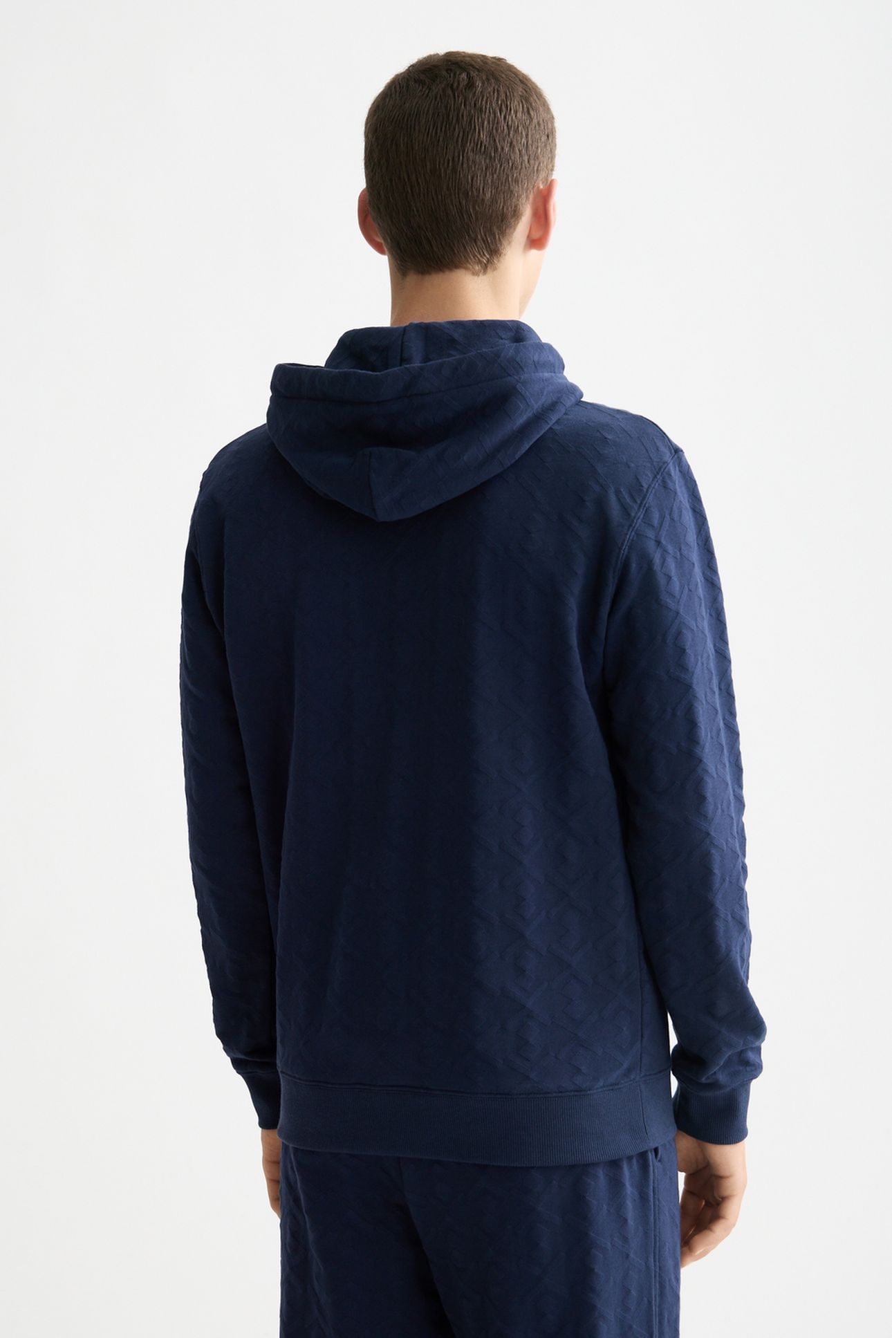 JACQUARD TERRY HOODIE PEACOAT 2