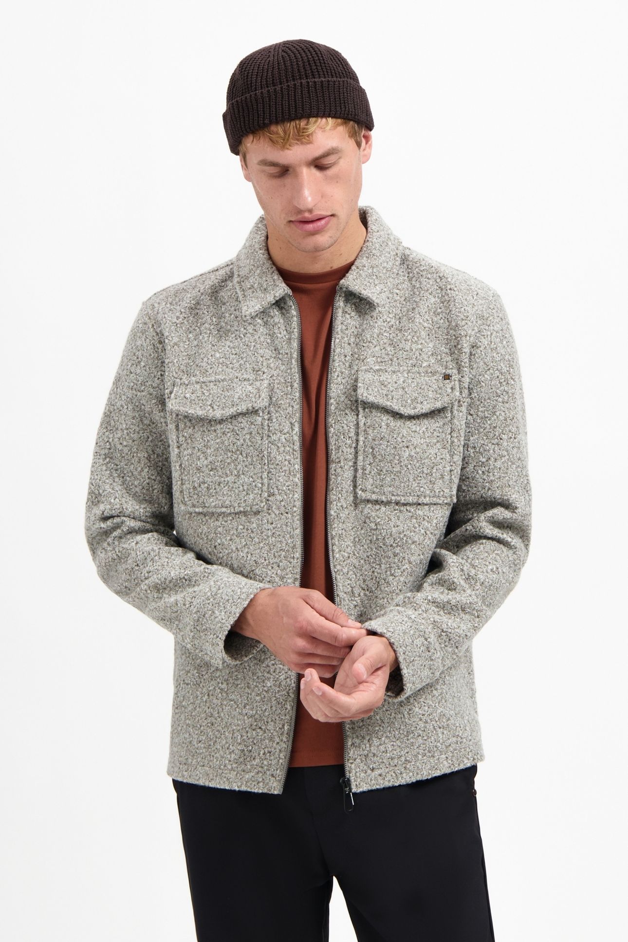 OVERSHIRT ZIPPER WOOL LOOK GREY MELANGE 3