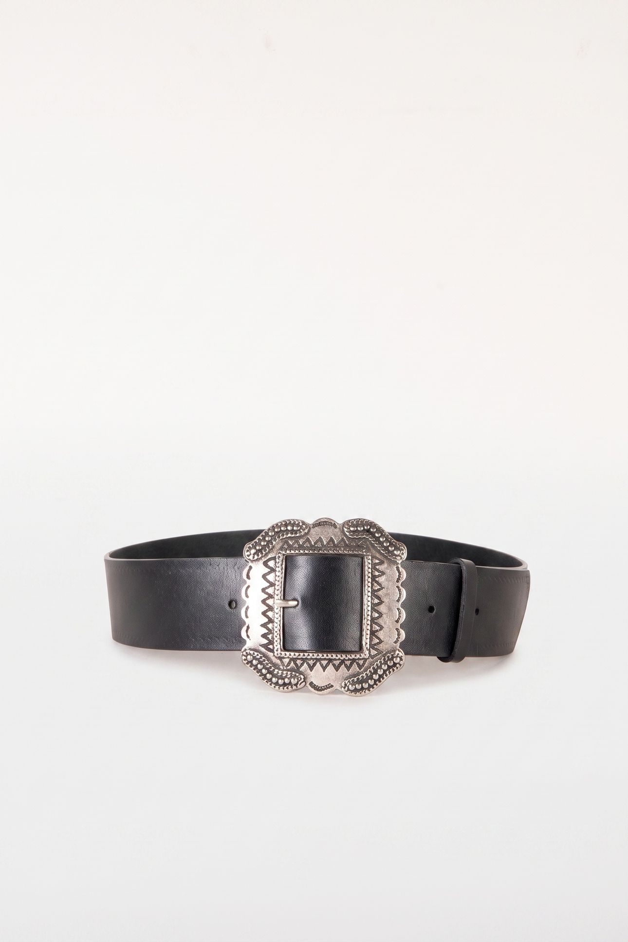 WIDE LEATHER BELT BLACK 1