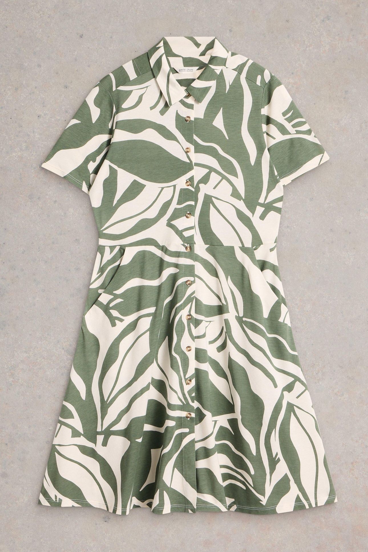RIA JERSEY SHIRT DRESS GREEN PRINT 5