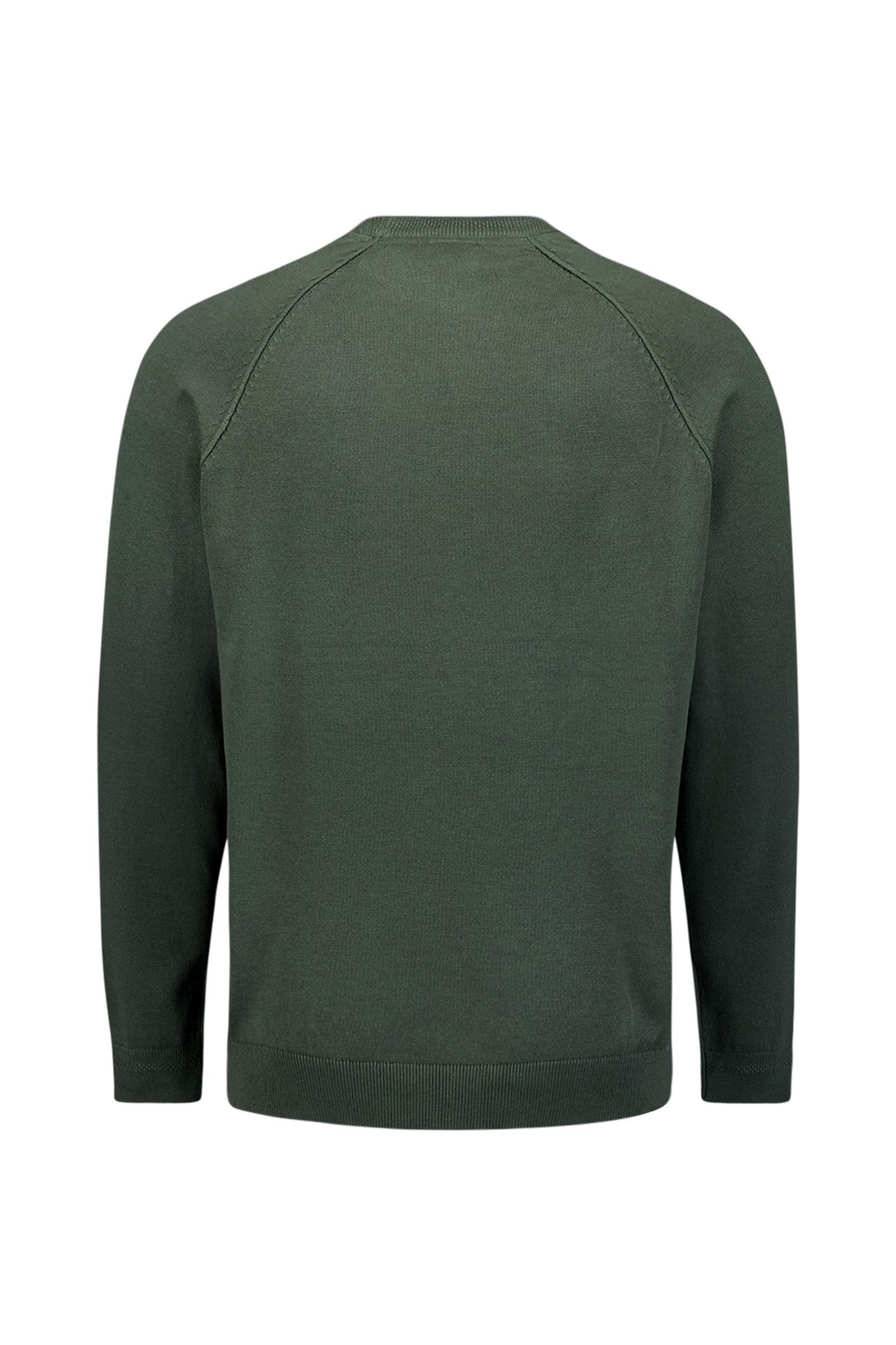 PULLOVER CREWNECK SOLID WAFFLE KNIT DARK GREEN 5