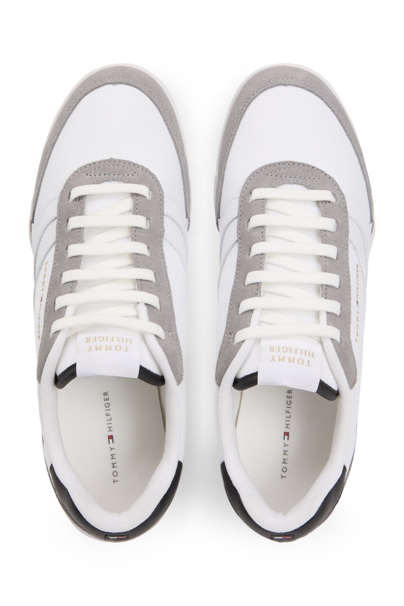 MIXED TEXTURE CUPSOLE TRAINERS WILEATHER WHITE 5