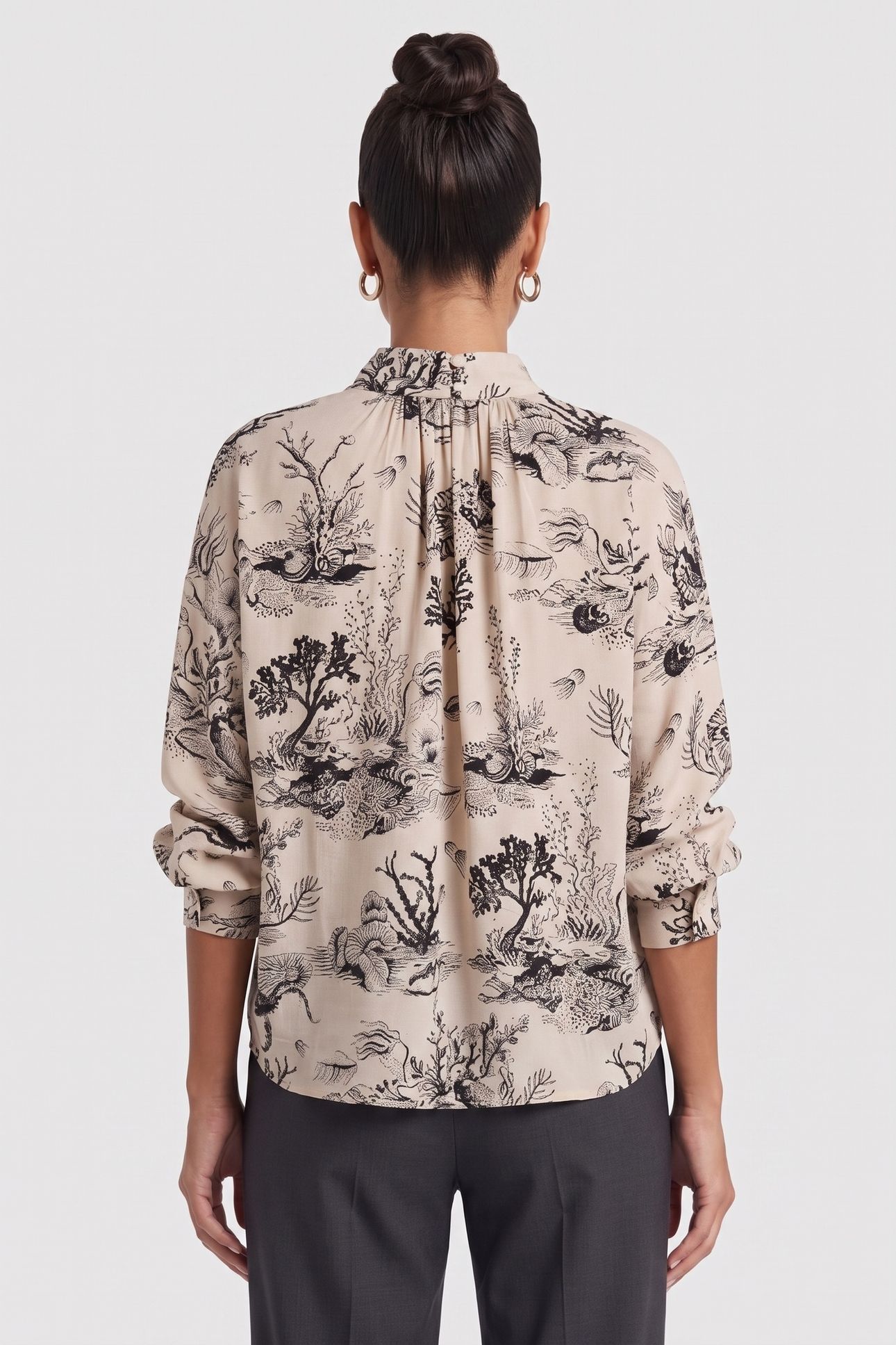 HAWA PRINTED BLOUSE BEIGE 2
