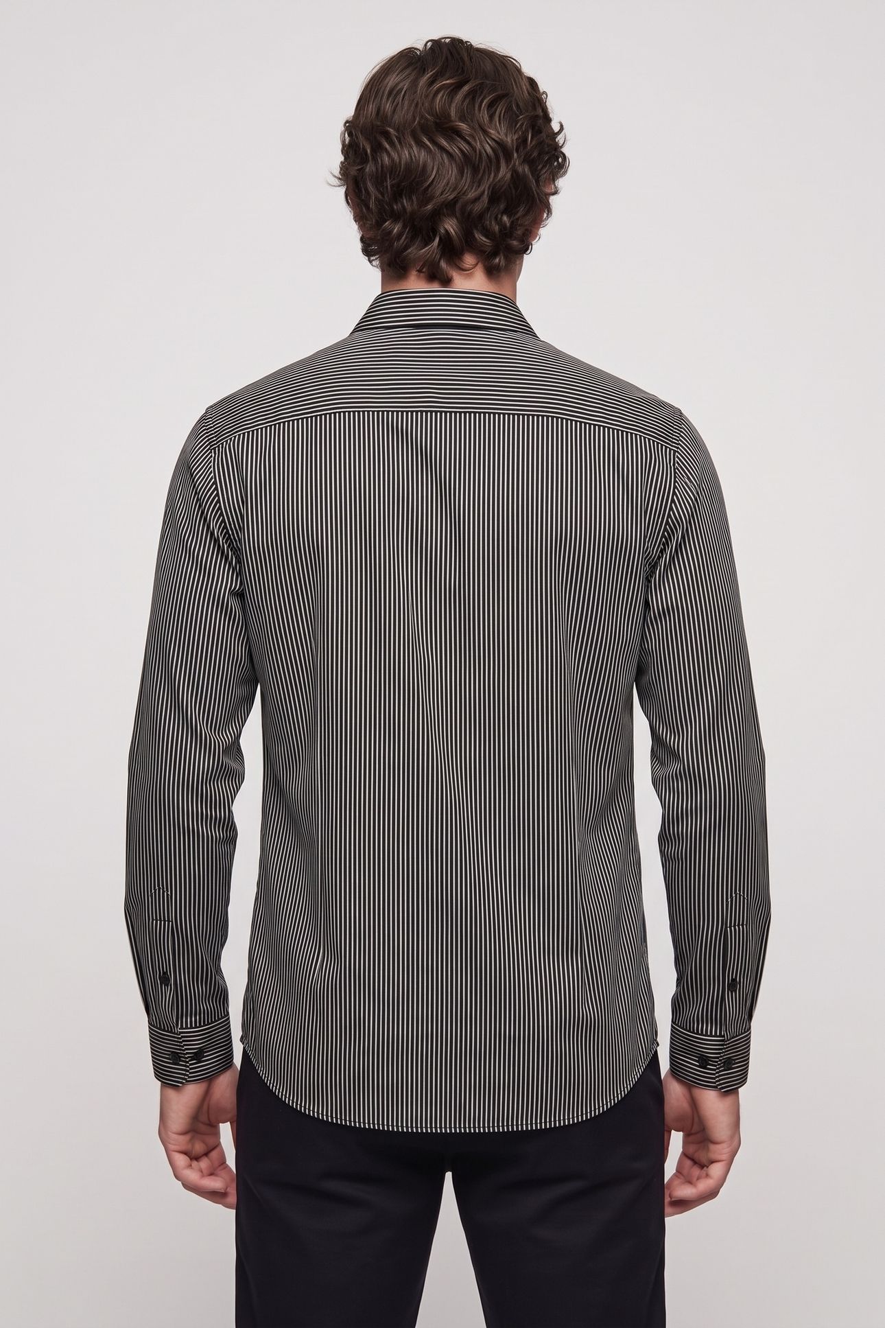 LONG-SLEEVED SHIRT WITH MICRO-STRIPES BLACK WHITE 2