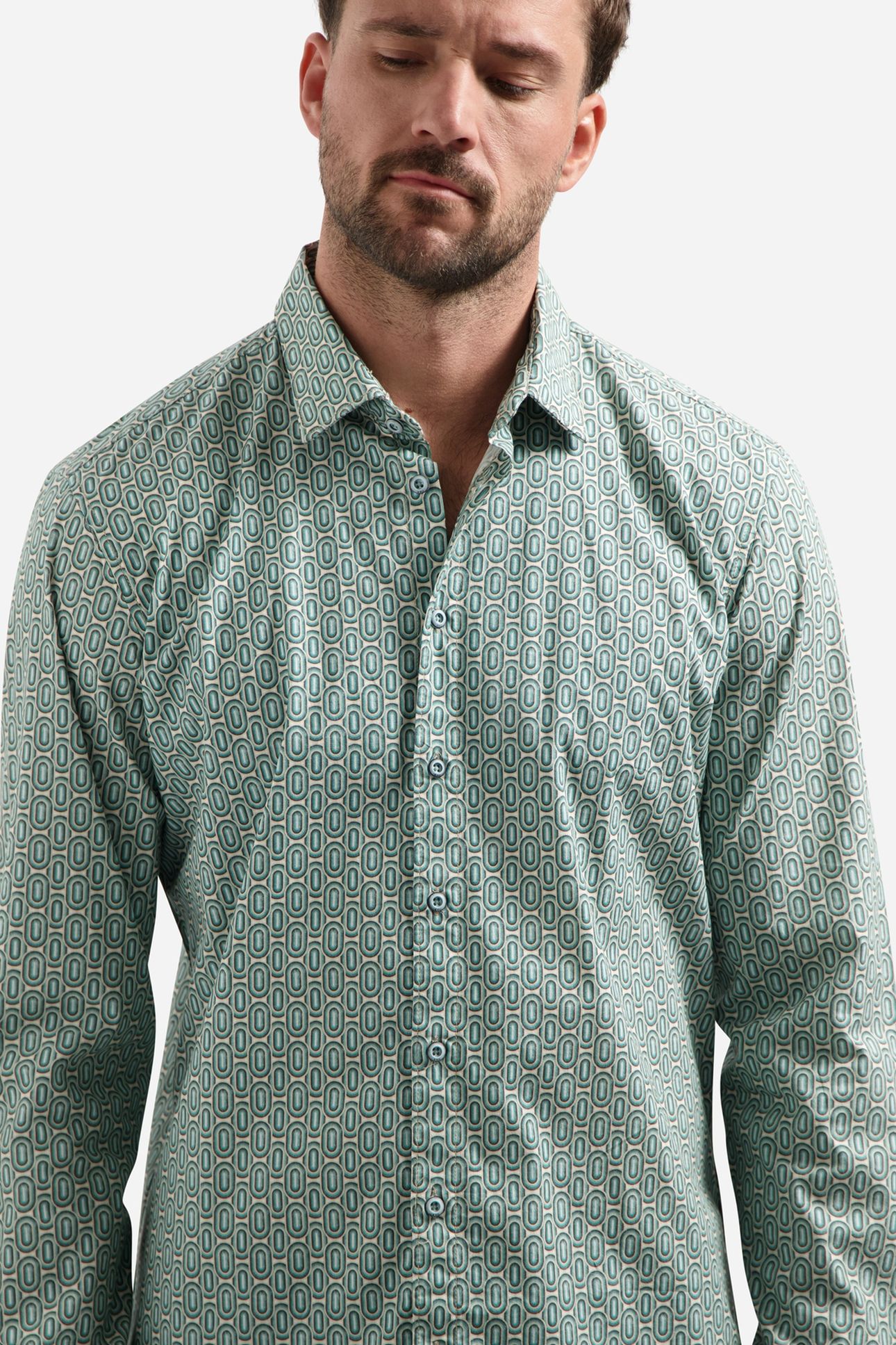 SHIRT STRETCH ALLOVER PRINTED SEABLUE 6
