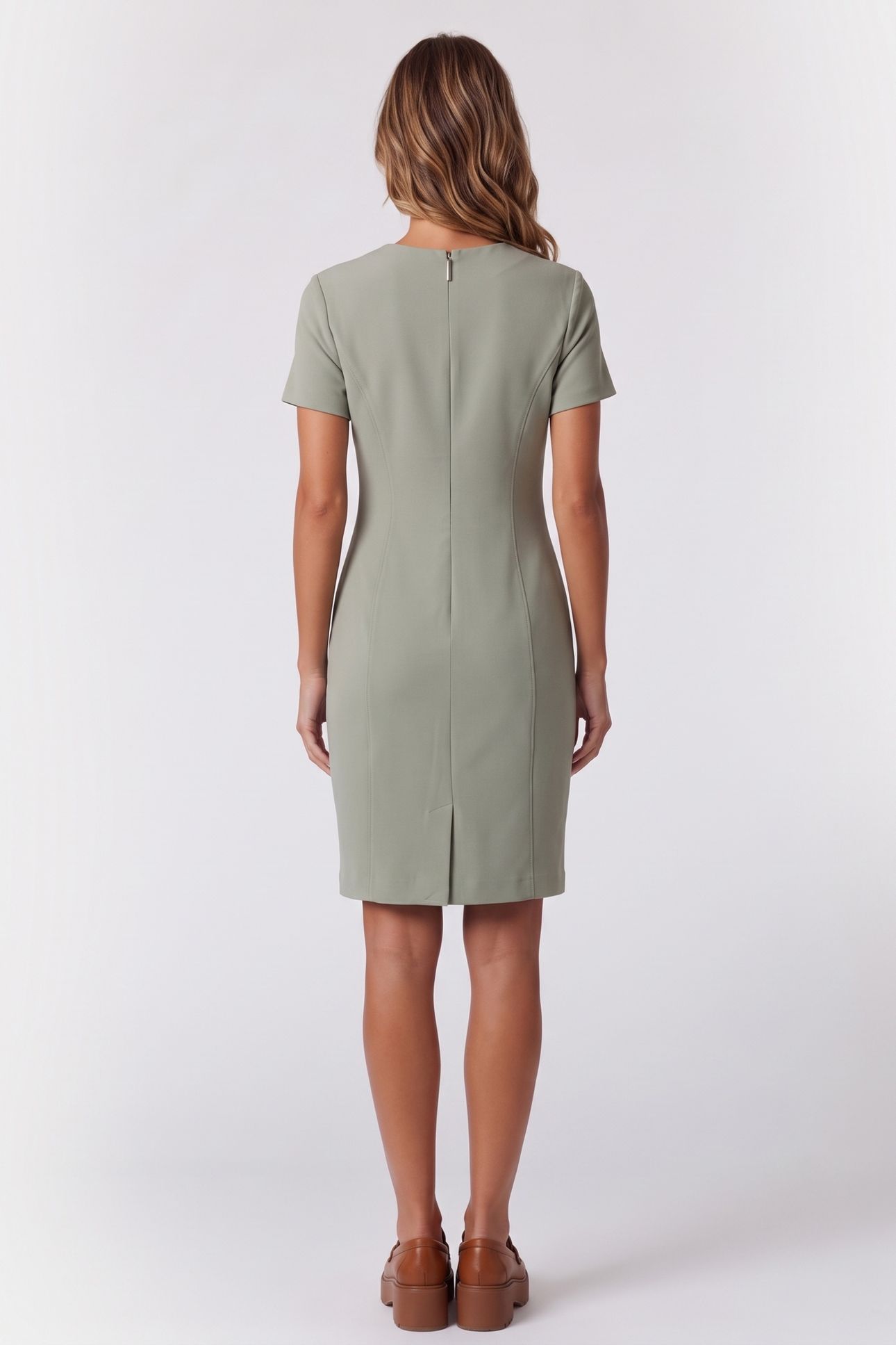 SCUBA CREPE KNEE LENGTH DRESS SHADOW 2