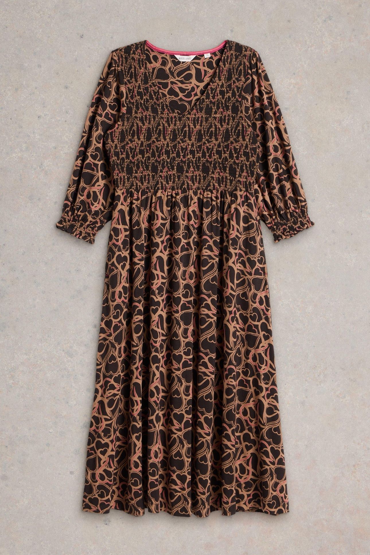 EMILY SHIRRED JERSEY DRESS BLACK PRINT 5